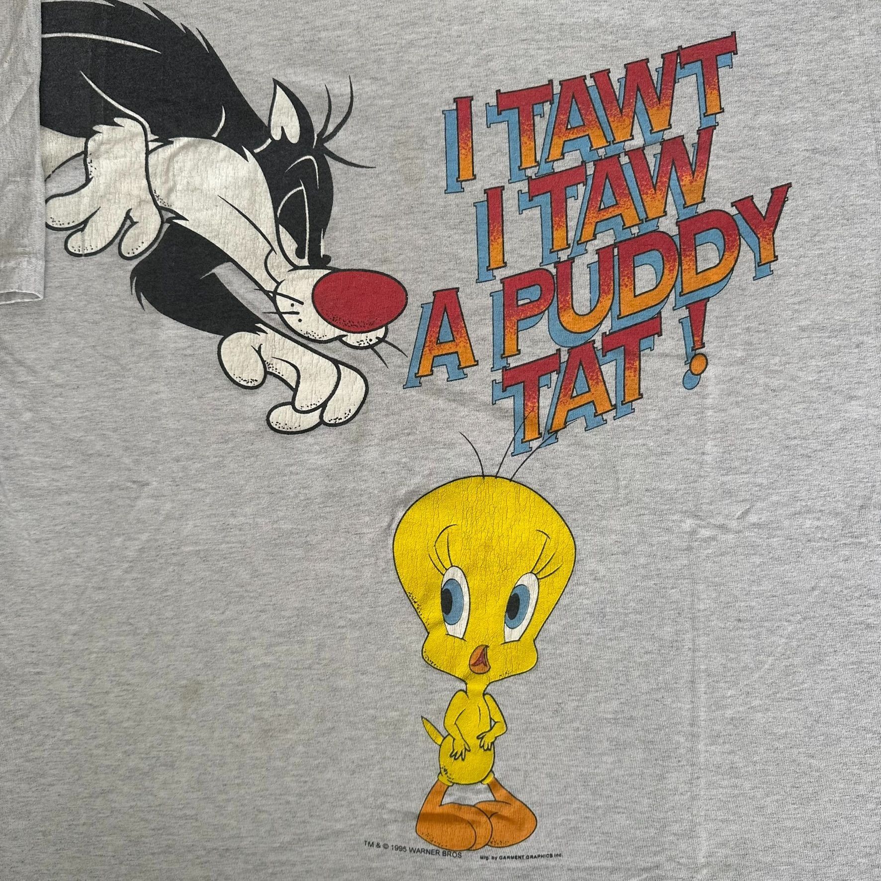 Warner Bros Vintage 90s Looney Tunes Sylvester Tweety T-Shirt Kimono Sle Size US XL / EU 56 / 4 - 2 Thumbnail