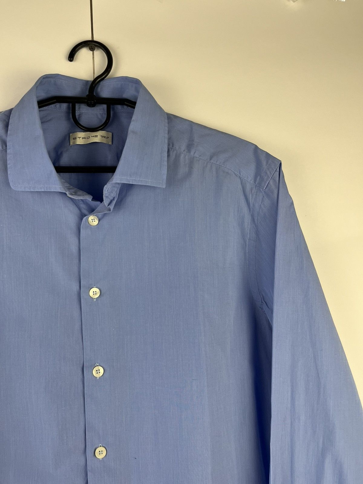 Etro Etro Luxury Solid Long Sleeve Shirt Button Up Made in Italy Size US L / EU 52-54 / 3 - 3 Thumbnail