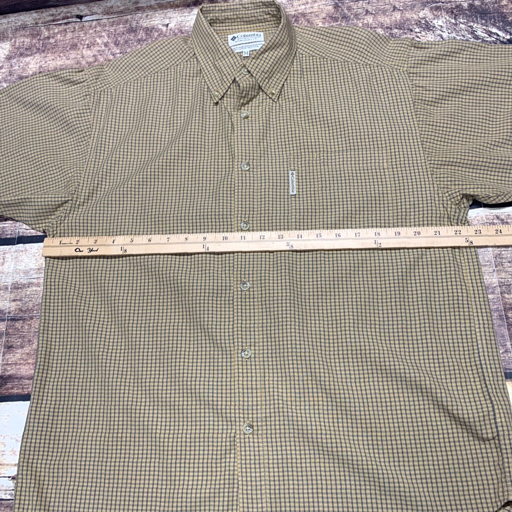 Vintage Columbia Mens Button Down Shirt Tan Blue Plaid Short Sleeve Size Medium Size US 31 - 2 Thumbnail