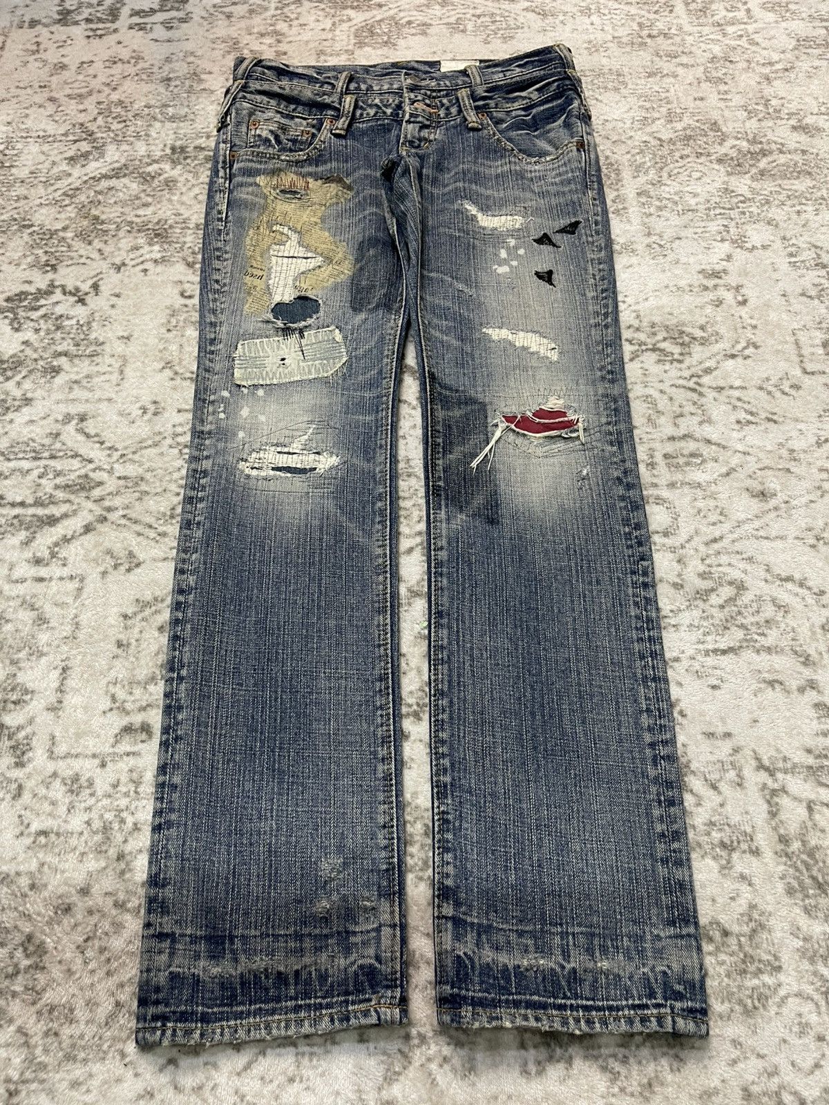 Japanese Brand 2000s Antgauge Japan Double Waist Newspaper Boro Jeans Size US 29 - 1 Thumbnail