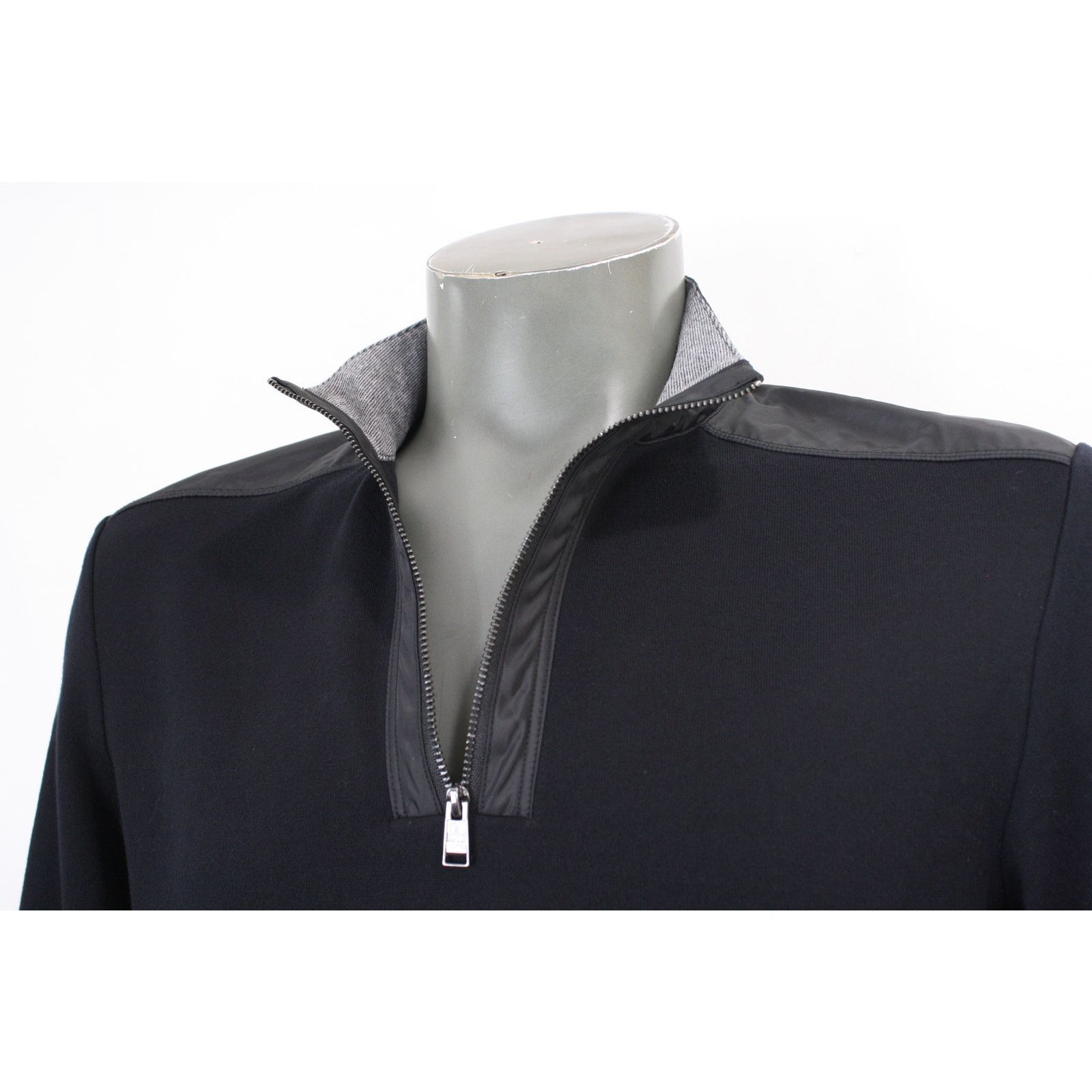 Hugo Boss BOSS Hugo Boss Quarter Zip Sweater Black Mock Neck Pullover Size US M / EU 48-50 / 2 - 4 Thumbnail