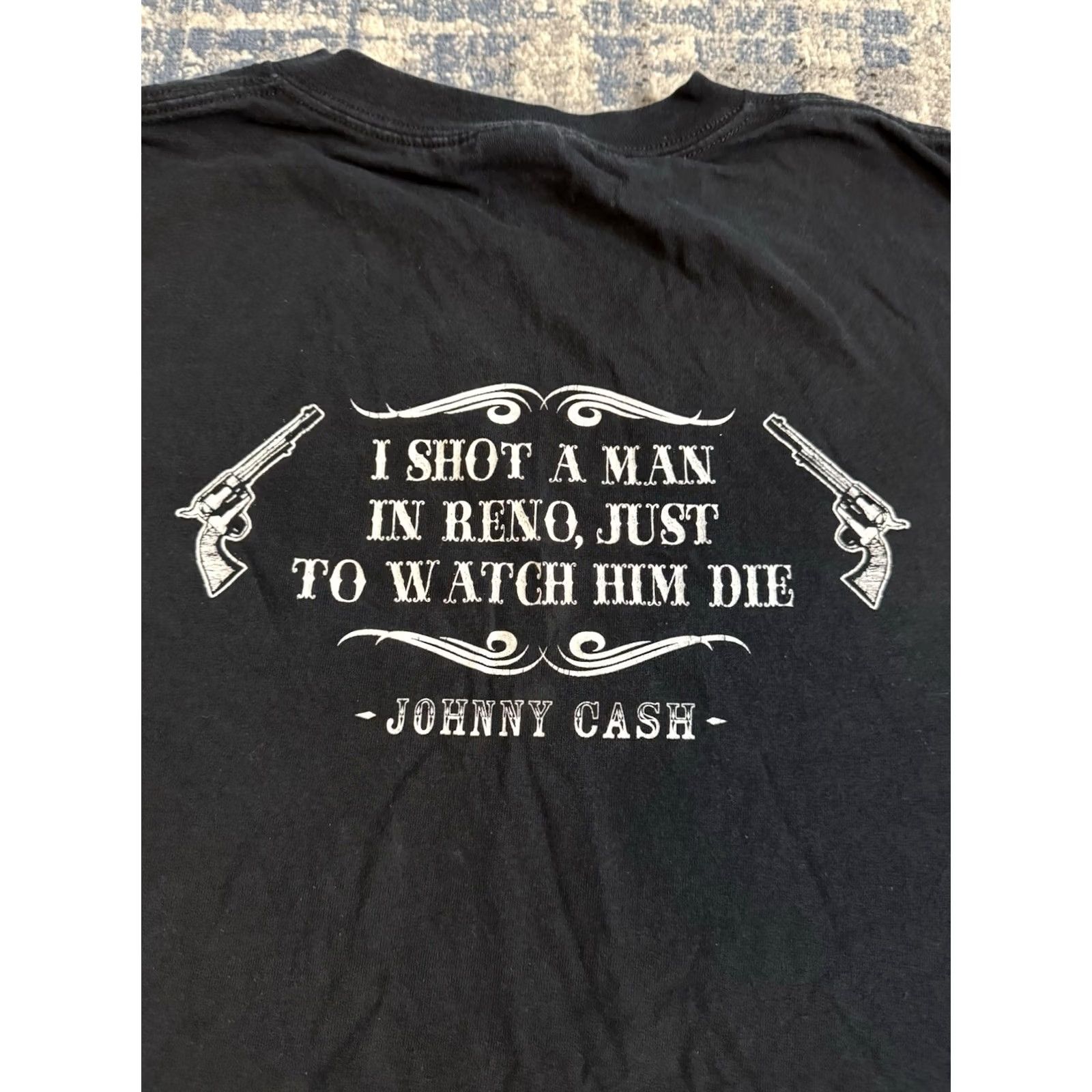Anvil VINTAGE Johnny Cash T Shirt XL Black 90s Y2K Shot A Man In Reno Just To Watch Him Die Men Size US XL / EU 56 / 4 - 4 Thumbnail