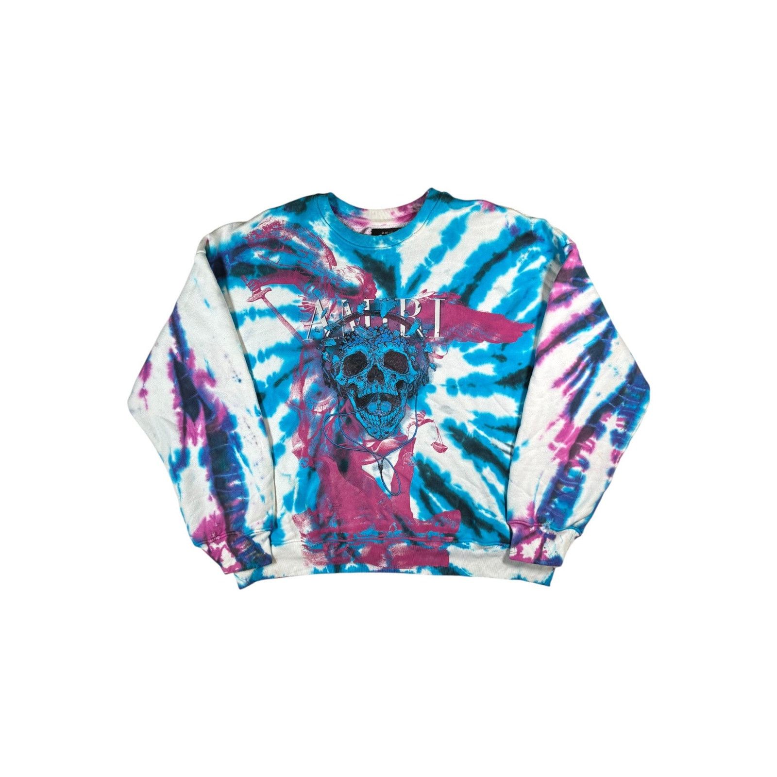 Amiri Amiri Skull Distressed Purple & Blue Tie Dye Crewneck Size US XL / EU 56 / 4 - 1 Thumbnail