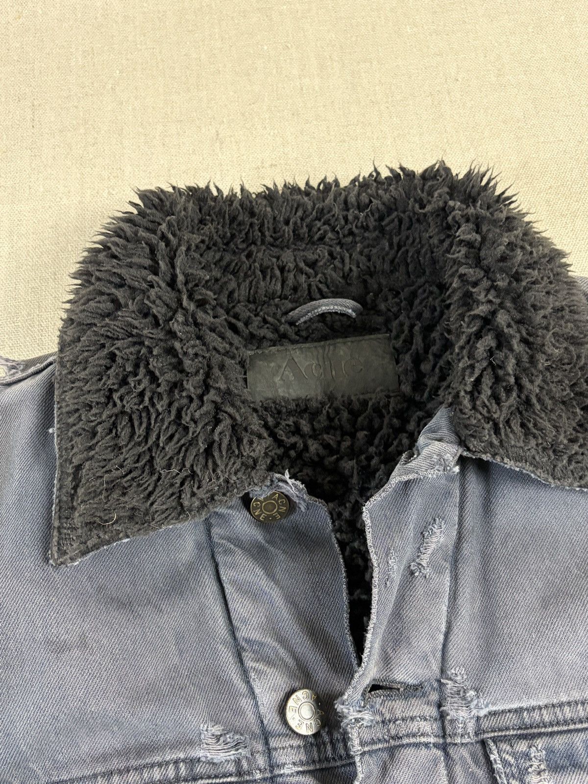 Acne Studios Acne Studios Jam Pile Broken Denim Jacket – Grey / black Size US M / EU 48-50 / 2 - 2 Thumbnail