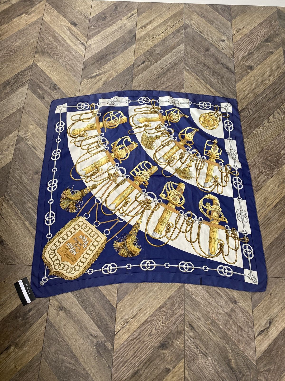 Hermes Vintage HERMES Carre 90 Cliquetis Scarf Blue Size ONE SIZE - 1 Thumbnail