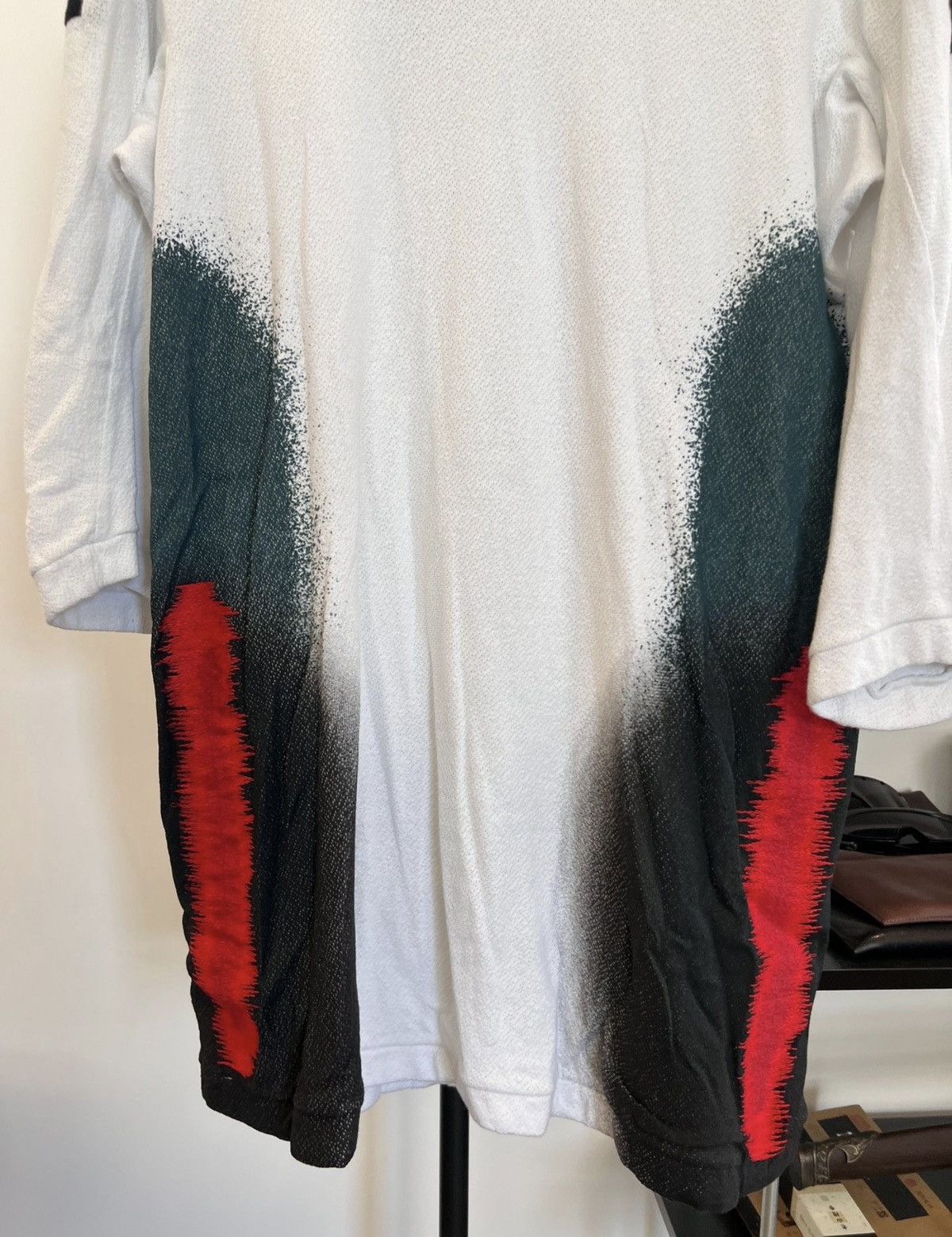 11 By Boris Bidjan Saberi 11ByBBS Mesh-Panel Ink-Spray & Embroidered 3/4 Sleeve TShirt Size US L / EU 52-54 / 3 - 4 Thumbnail