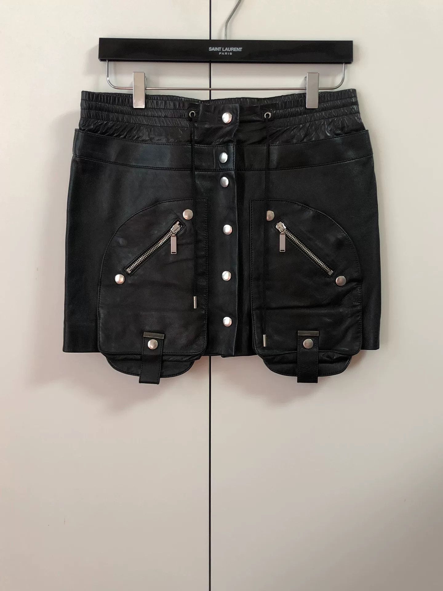 Yves Saint Laurent saint laurent black leather mini skirt Size 40" / US 18 - 1 Thumbnail