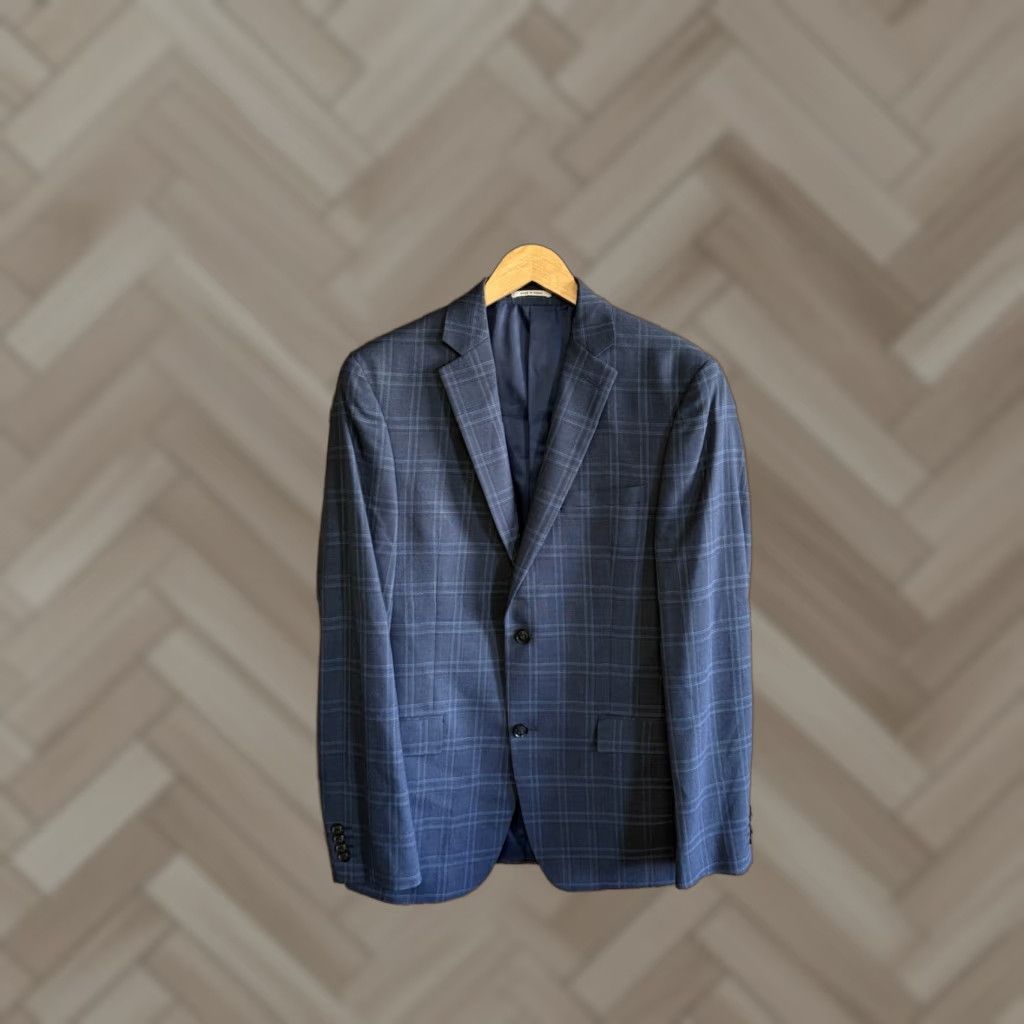 Alfani Alfani Mens Blue Tuxedo Suit Slim Fit Size 38 Long Jacket Coat Pants 30 x 32 Mens Size 38R - 1 Thumbnail