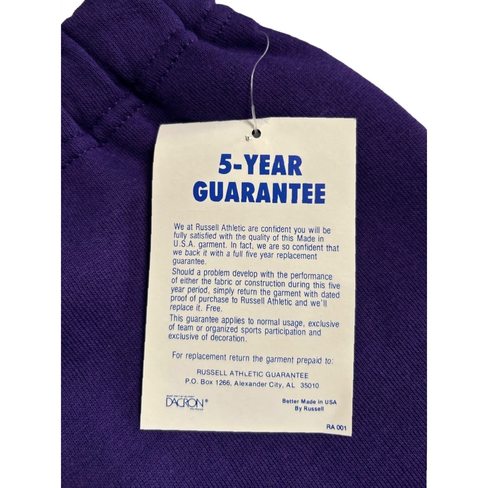 Russell Athletic VINTAGE Russell Athletic Sweatpants Mens XS Deadstock NWT 90s Made in USA Purple Sweatpants USA 1990s Men's XS Size US 27 - 4 Thumbnail
