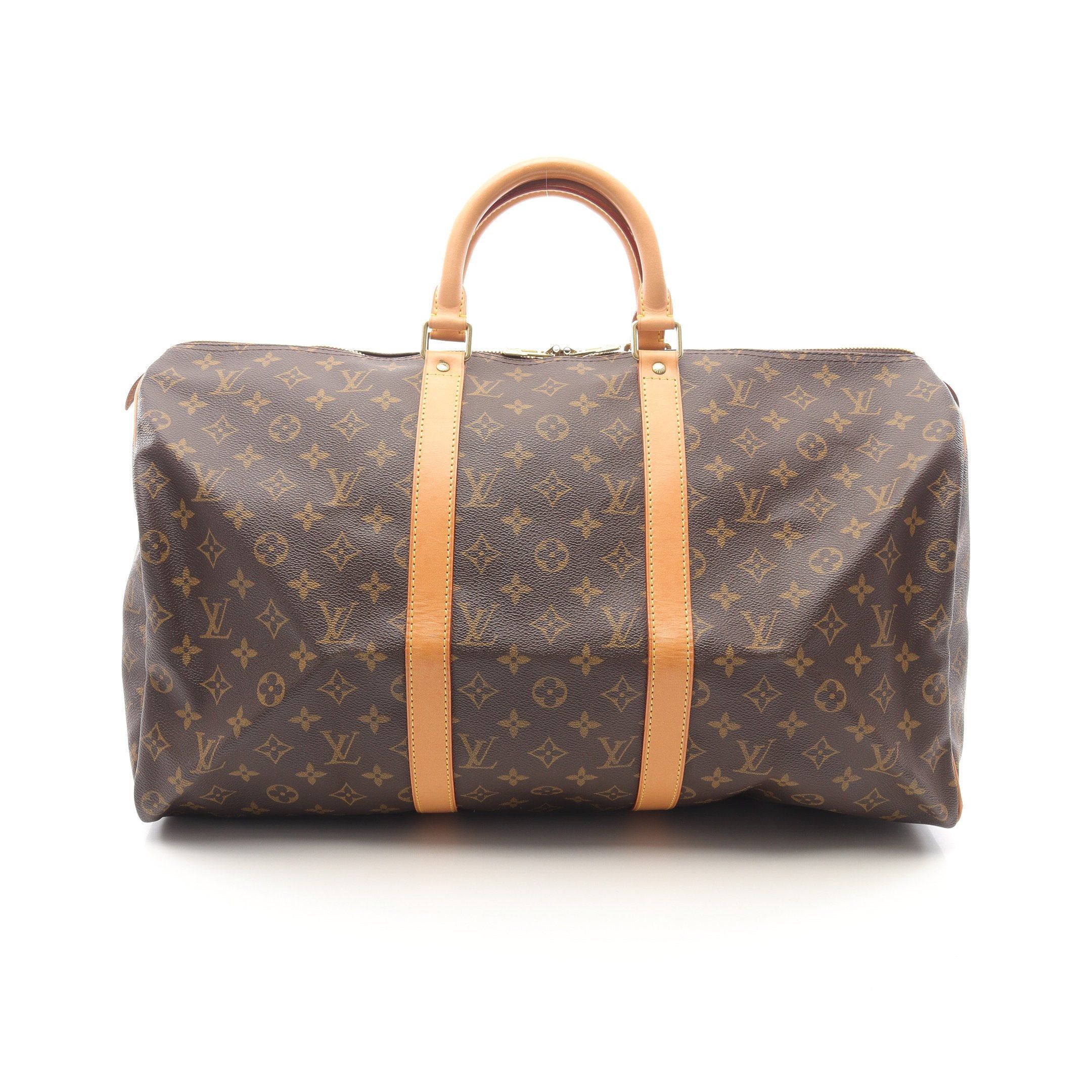Louis Vuitton Keepall 50 Monogram Boston Bag Leather Brown