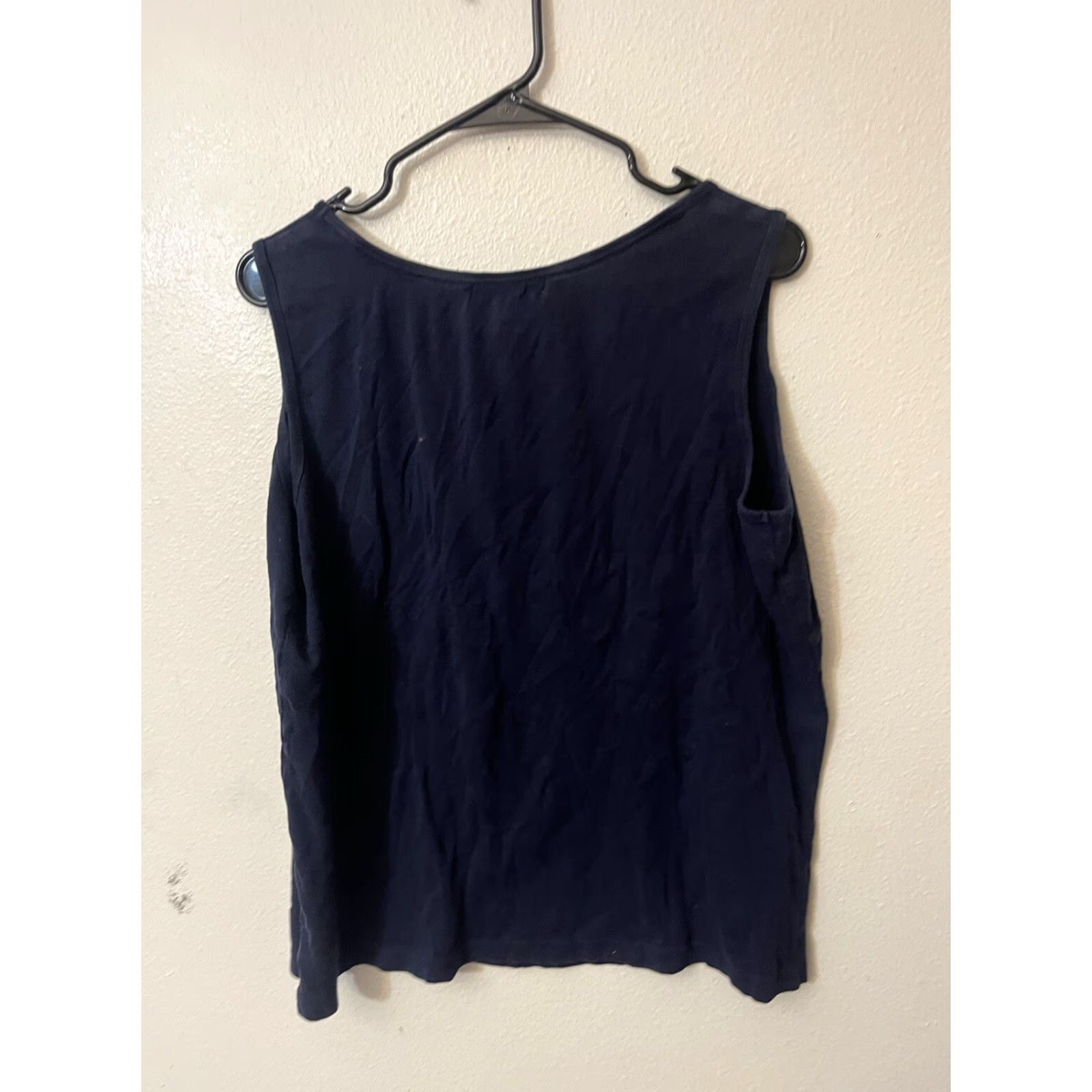 Ralph Lauren VINTAGE Ralph Lauren Tank Shirt Women 2X Navy Blue Sleeveless V-Neck Plus Size Size XXL / US 16-18 / IT 52-54 - 2 Thumbnail