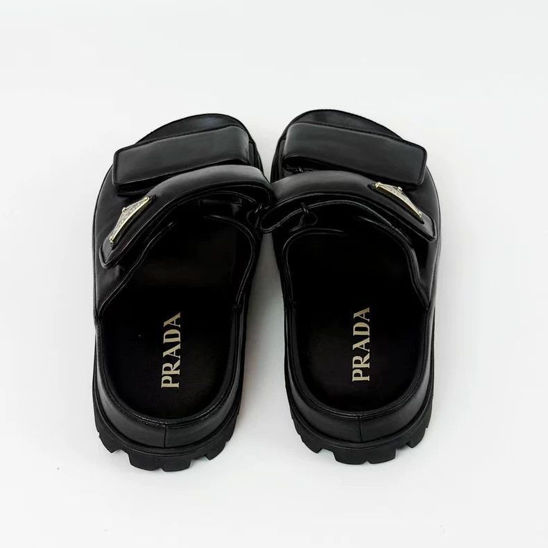 Prada Prada Black Triangle Logo Bread Slide Sandals-2506 Size US 6 / IT 36 - 3 Thumbnail