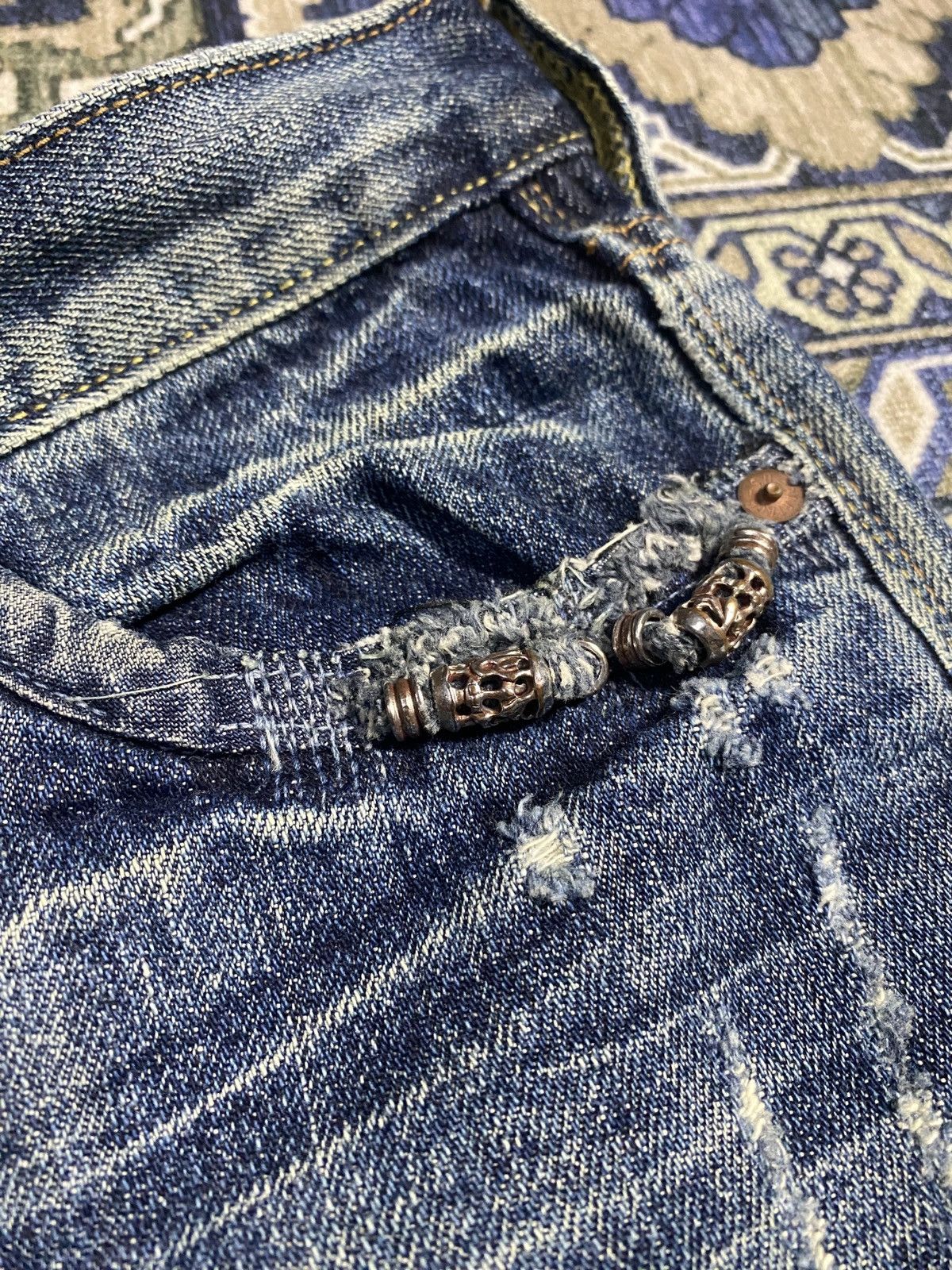 Japanese Brand Bartack Distressed Jeans Size US 32 / EU 48 - 5 Thumbnail