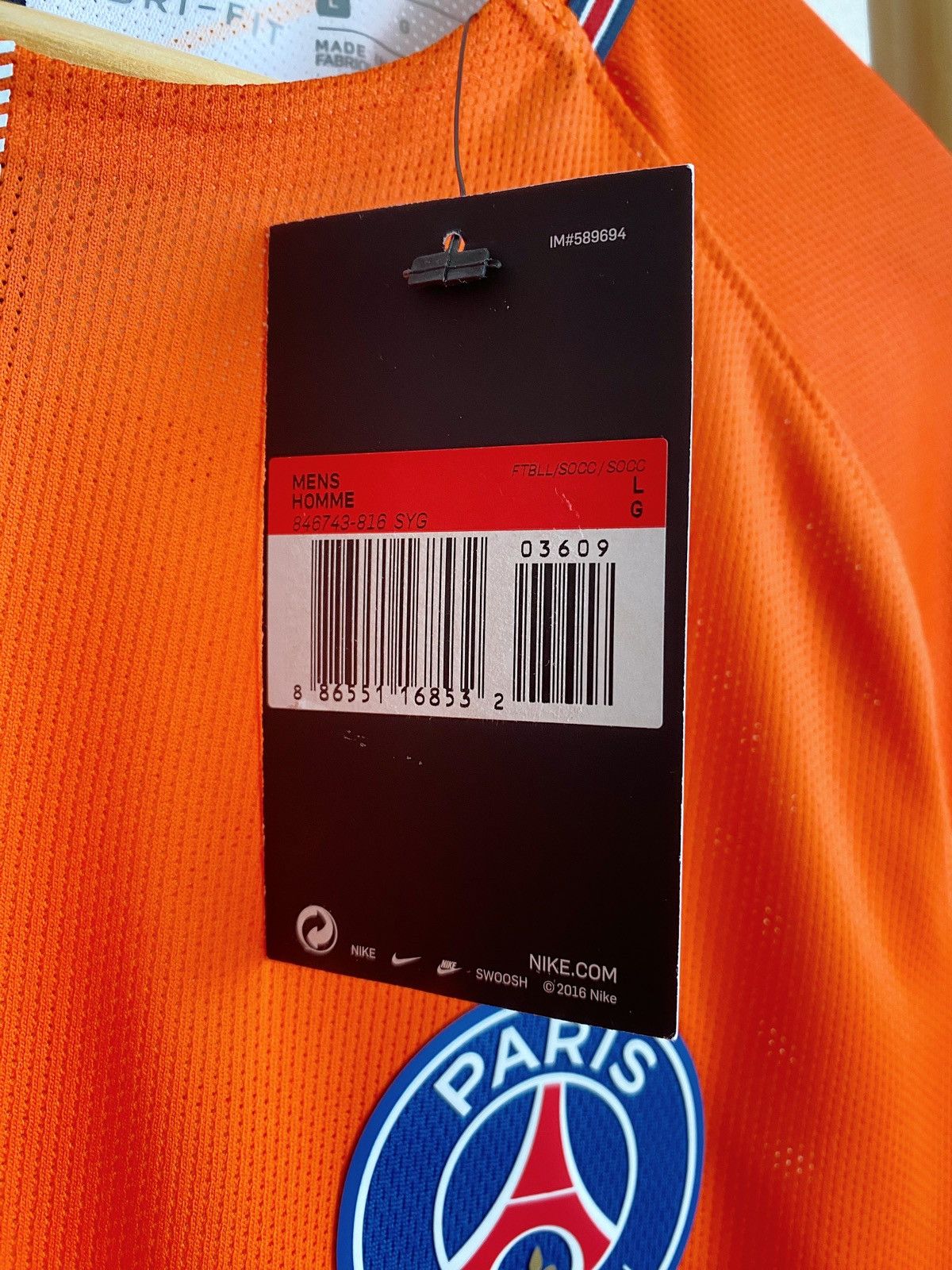 Nike BNWT NIKE PSG 2017/2018 Player GK Football Shirt Jersey Size US L / EU 52-54 / 3 - 19 Thumbnail