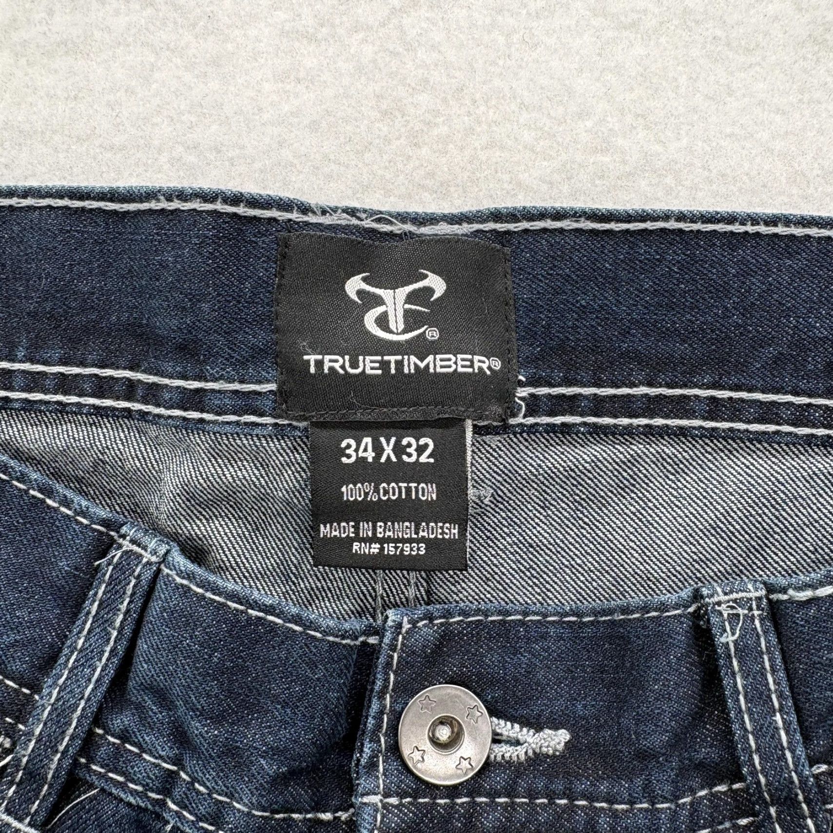 Denime TrueTimber Jeans Mens 34x32 Blue Dark Wash Regular Straight Cotton Denim NWT Size US 34 / EU 50 - 4 Thumbnail