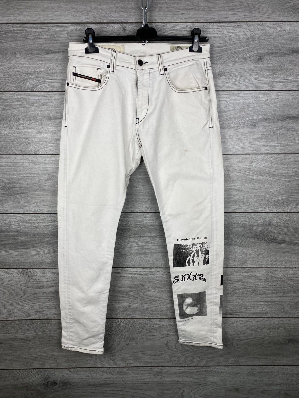 Diesel Diesel Archive Style White Printed Jeans Size US 31 - 1 Thumbnail