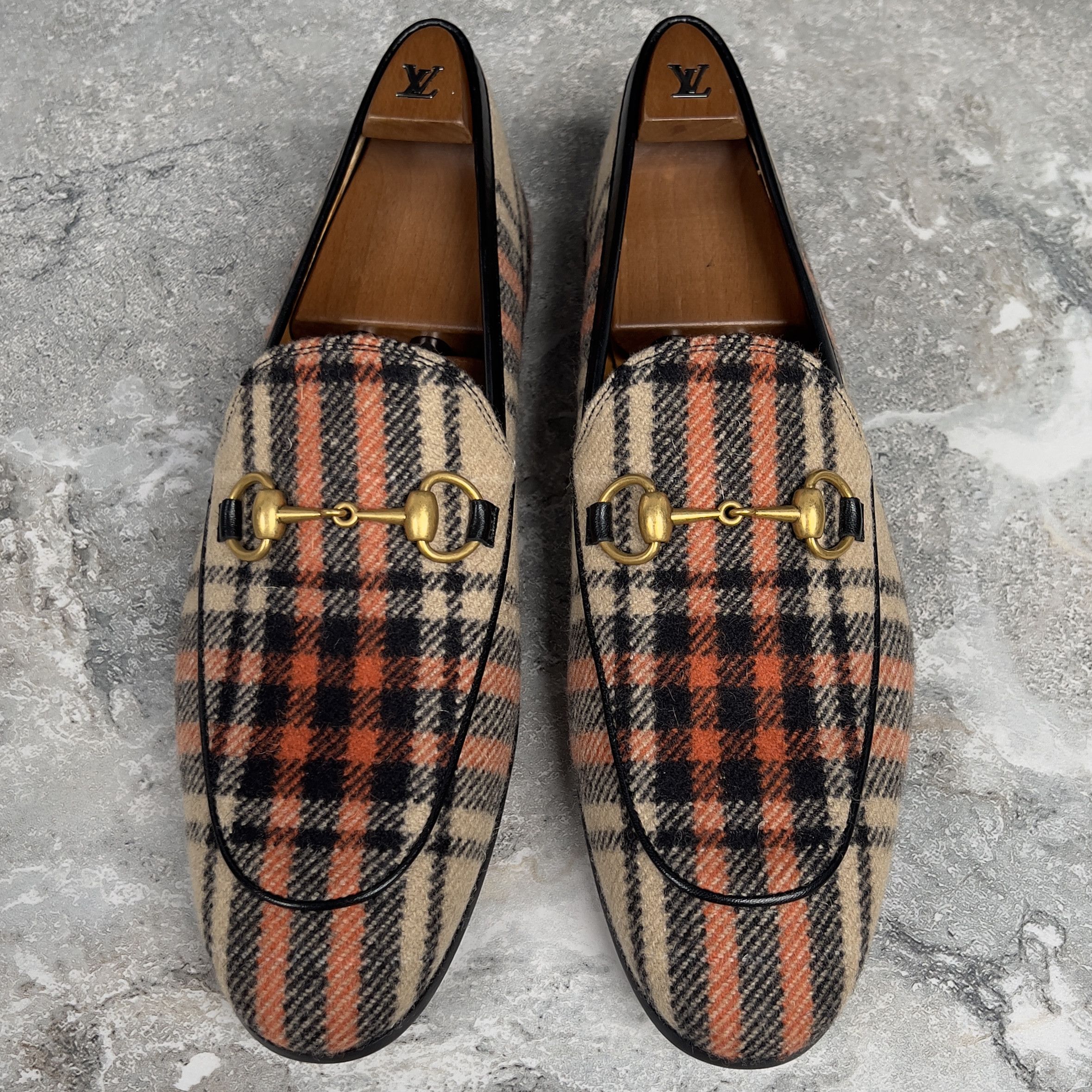 Gucci NEW Gucci Jordaan Horsebit Check Tweed Loafers Size US 8 / EU 41 - 5 Thumbnail