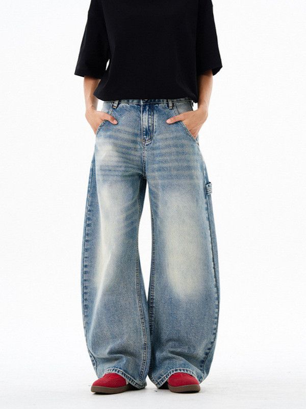 Jean Men's retro washed loose gradient curved jeans Size US 32 / EU 48 - 1 Thumbnail