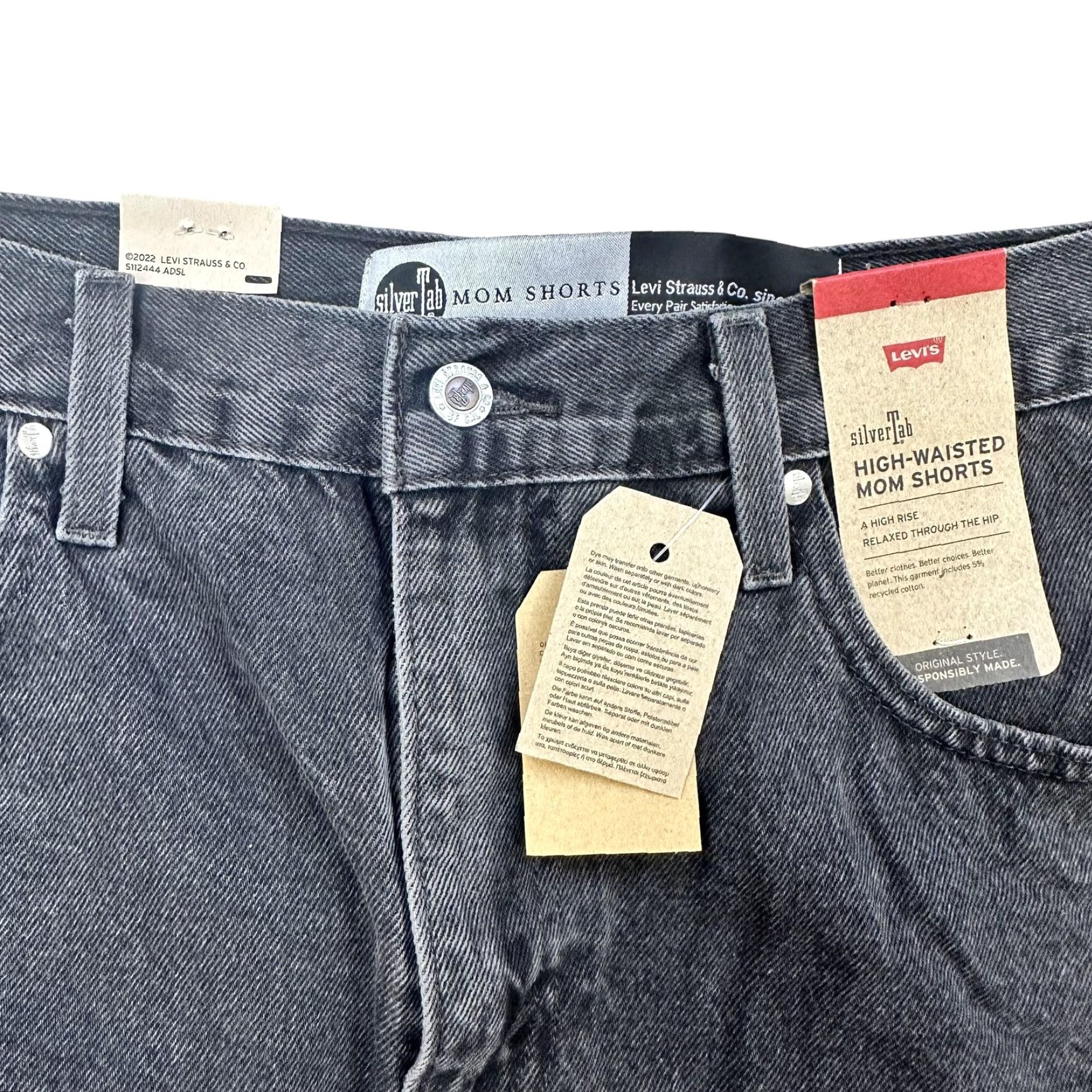 Levi's Levi's Womens Shorts Mom Denim Gray W32 High-Waisted Water Less 3.5in Inseam Relaxed Front Pockets Casual Vintage: No Size 24" / US 00 / IT 34 - 3 Thumbnail