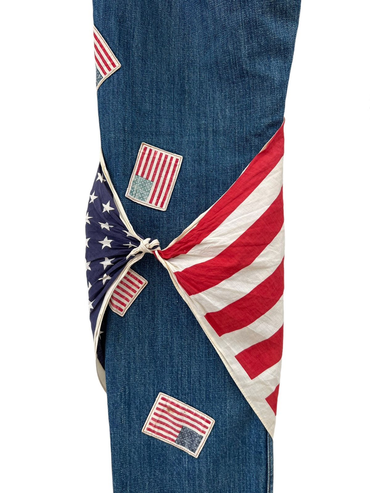 Vintage Kaneko Isao Japan USA Flag Patches Denim Jeans