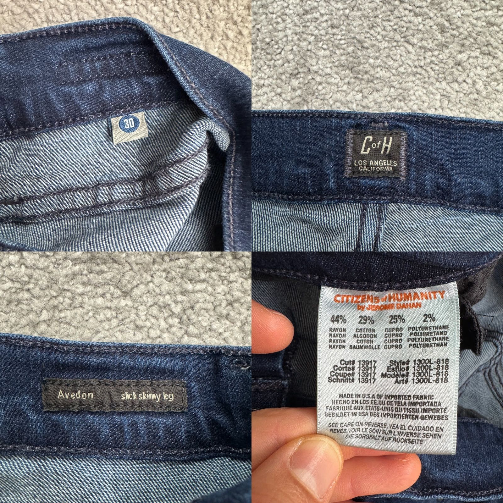 Citizens Of Humanity Citizens of Humanity Avedon Jeans Skinny Denim Women 30x31 Dark Blue 5-Pocket Stretch City Streetwear Mens Womens Size 30" / US 8 / IT 44 - 8 Thumbnail