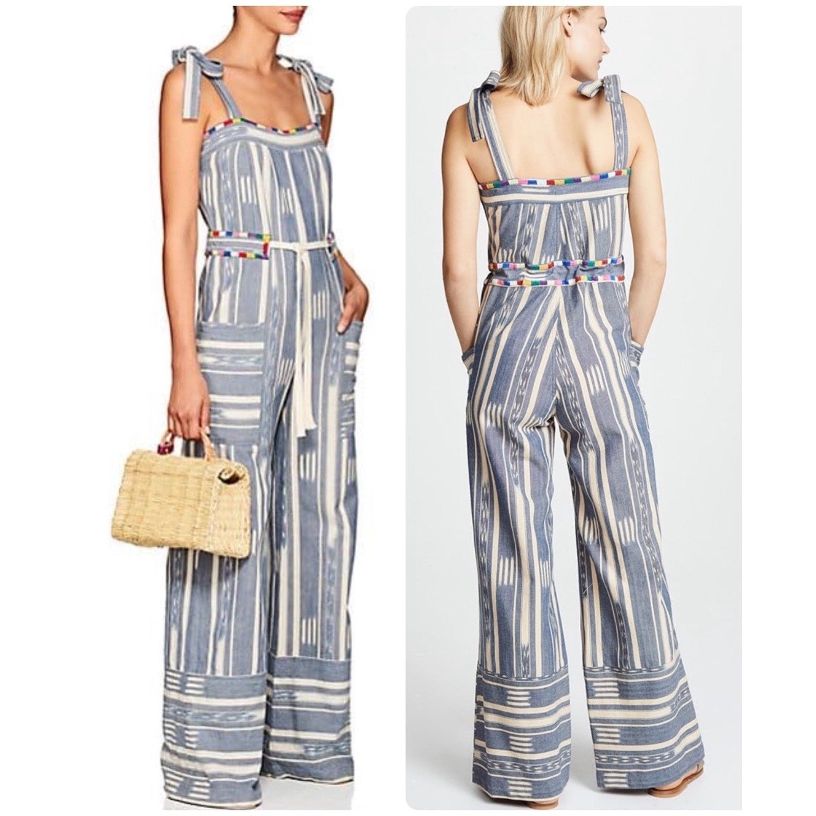 Other WARM Jessie Jumpsuit Boho Embroidered Striped Romper Sz XS Size 27" / US 4 / IT 40 - 2 Thumbnail