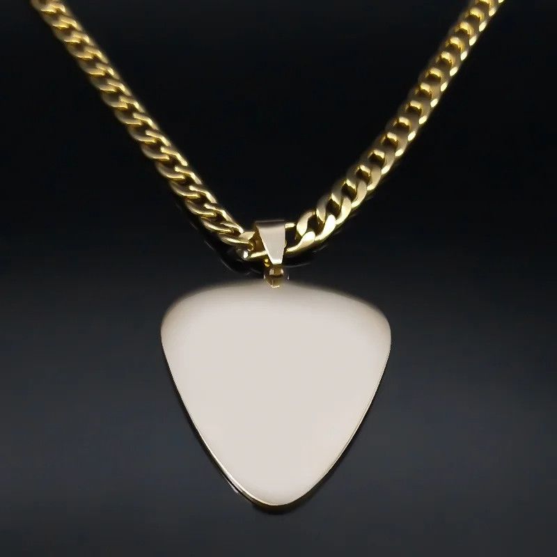 Jewelry Hip Hop Guitar Pick Pendant Necklace Emblem Talisman Size ONE SIZE - 3 Thumbnail