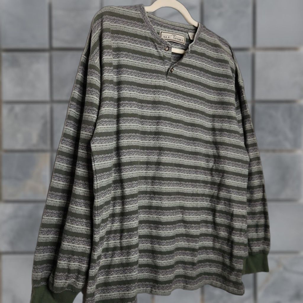 Vintage VINTAGE Cobain 90s Y2K Henley Long Sleeve Striped Multi Earth Tones XL Men M.E. Sport Grunge Skater Size US XL / EU 56 / 4 - 1 Thumbnail