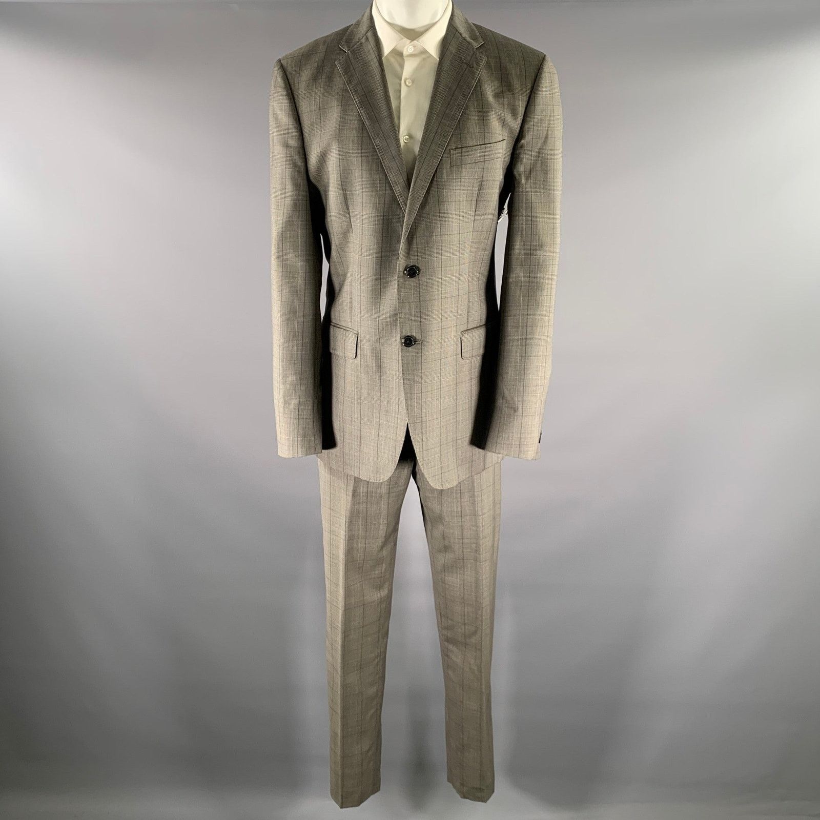 Ermenegildo Zegna ERMENEGILDO ZEGNA Size 42 Grey Glenn Plaid Wool Blend Suit Size 42L - 3 Thumbnail