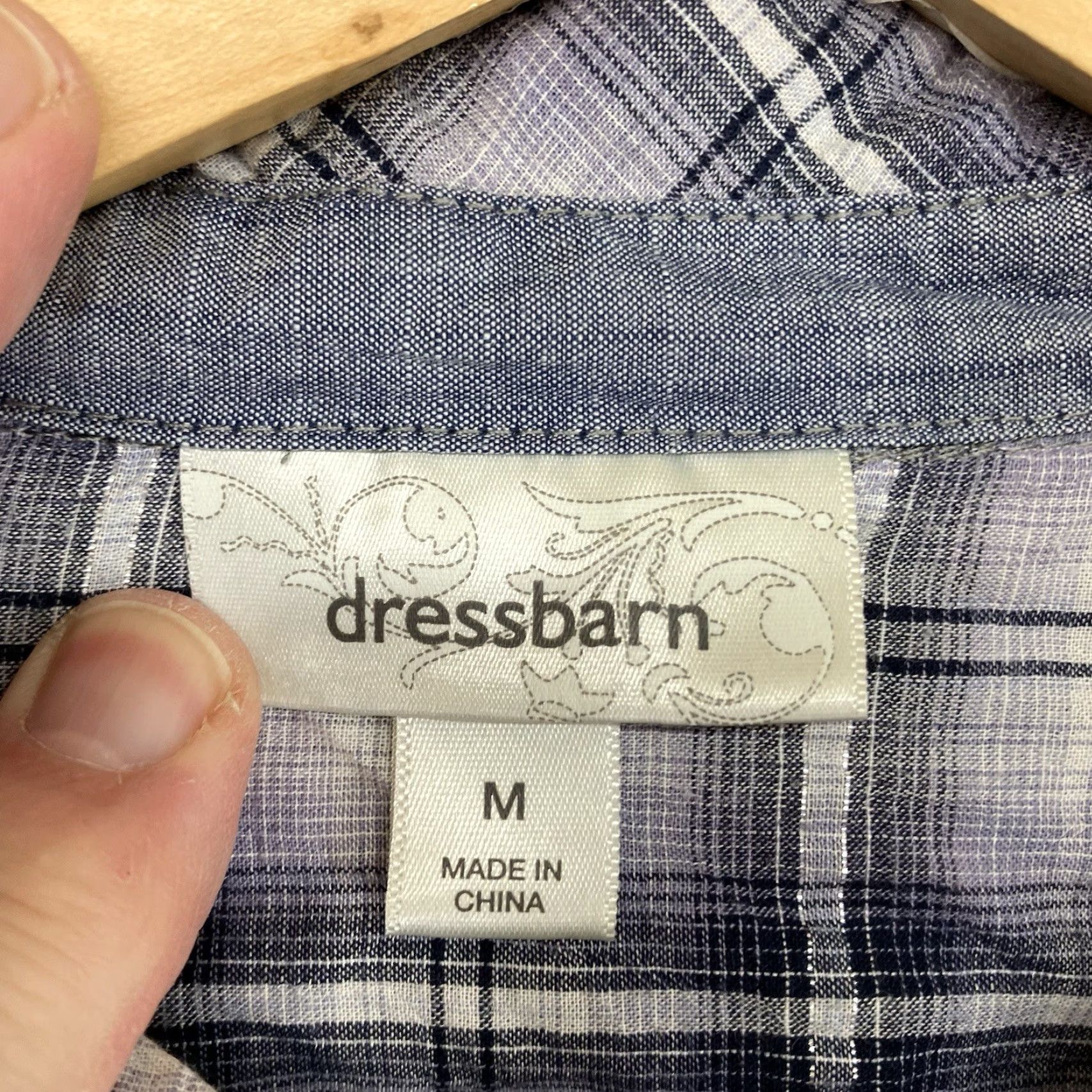 Vintage Dressbarn Women's Western Shirt Plaid Button-Up 90s Purple M Long Sleeve Roll Tab Collar Lightweight Metallic Accents Bling Shoulders Cowgirl Casual Size M / US 6-8 / IT 42-44 - 3 Thumbnail