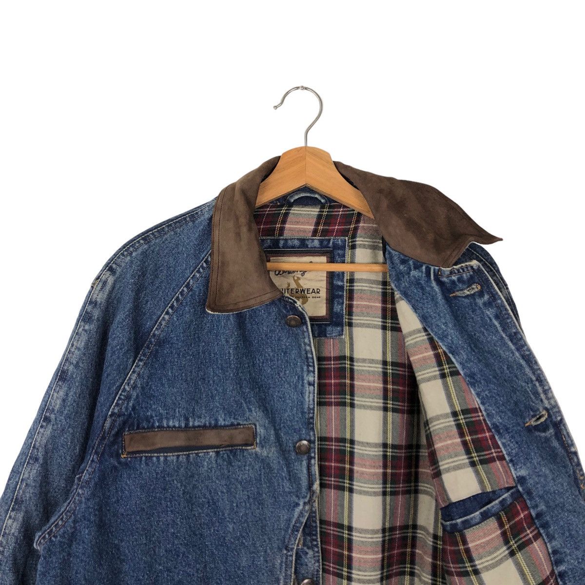 Wrangler 🔥90’s DENIM CHORE JACKET WRANGLER USA TARTAN DESIGN LINING Size US S / EU 44-46 / 1 - 9 Thumbnail