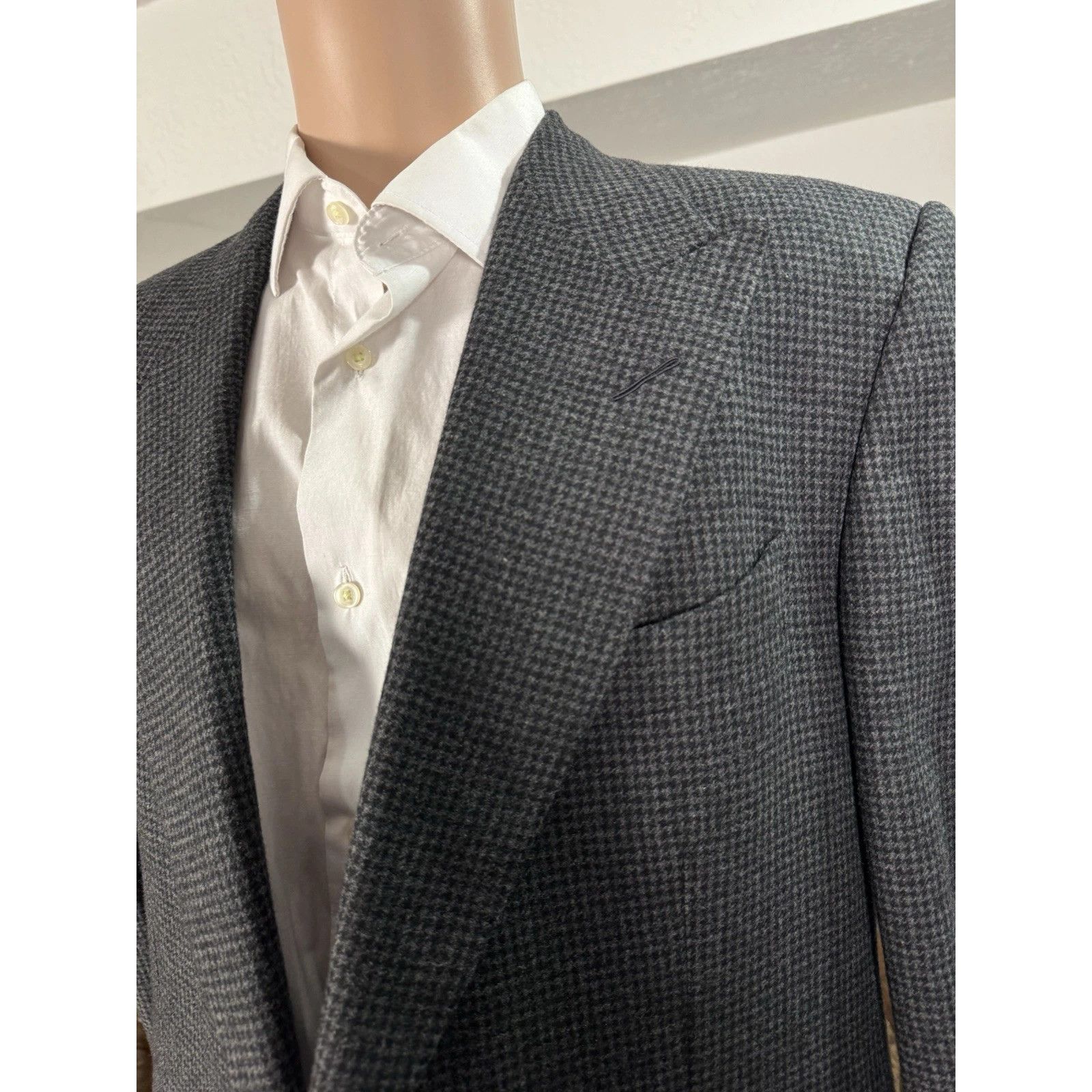 Tom Ford Tom Ford Gray Houndstooth Tweed Peak Lapel Sportcoat 54 44R Size 44R - 8 Thumbnail