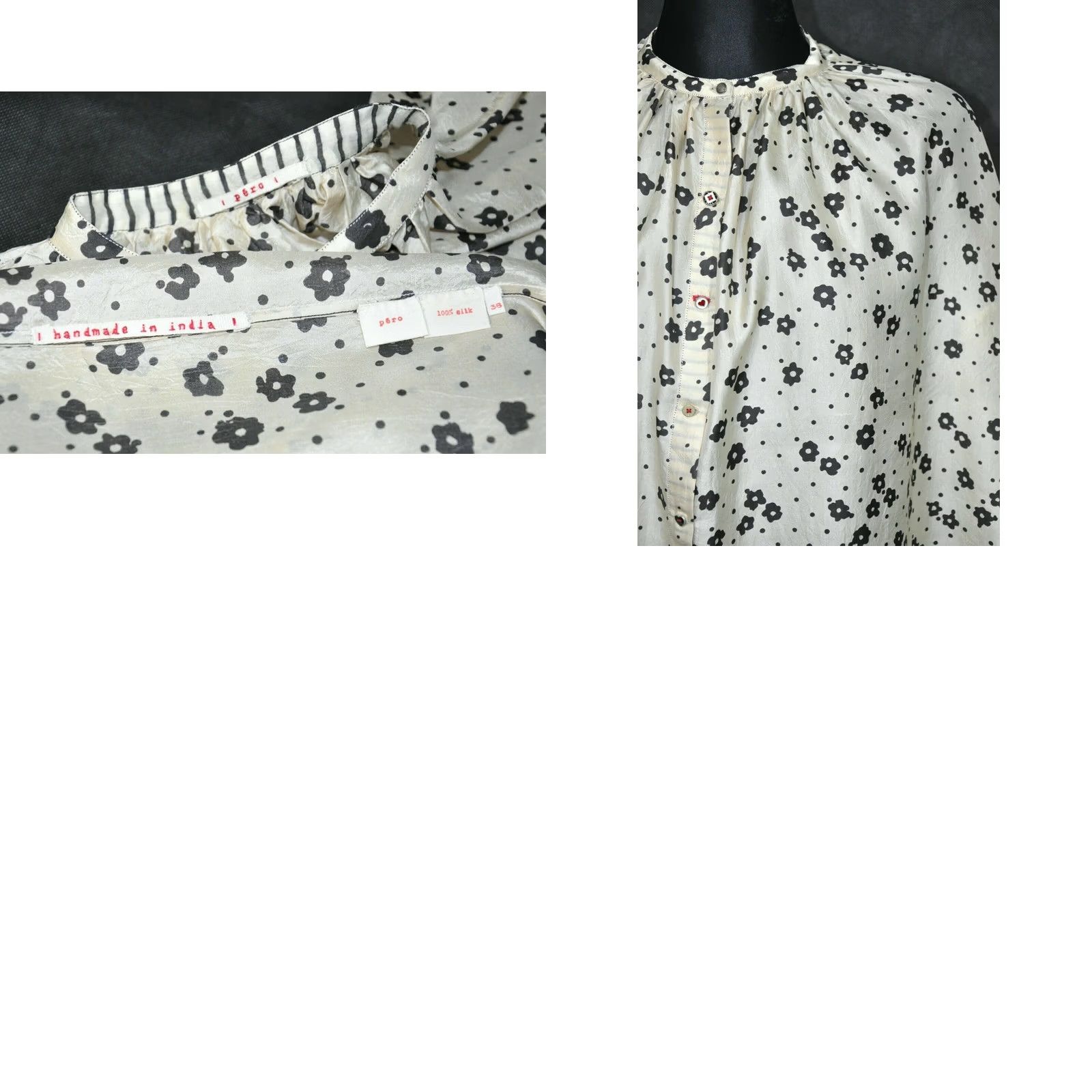 Roper PERO 100% SILK Blouse Flower Women's Size 38 Multicolor Floral Round Neck Long Sleeve Modern Blouse Womens Size XS / US 0-2 / IT 36-38 - 8 Thumbnail