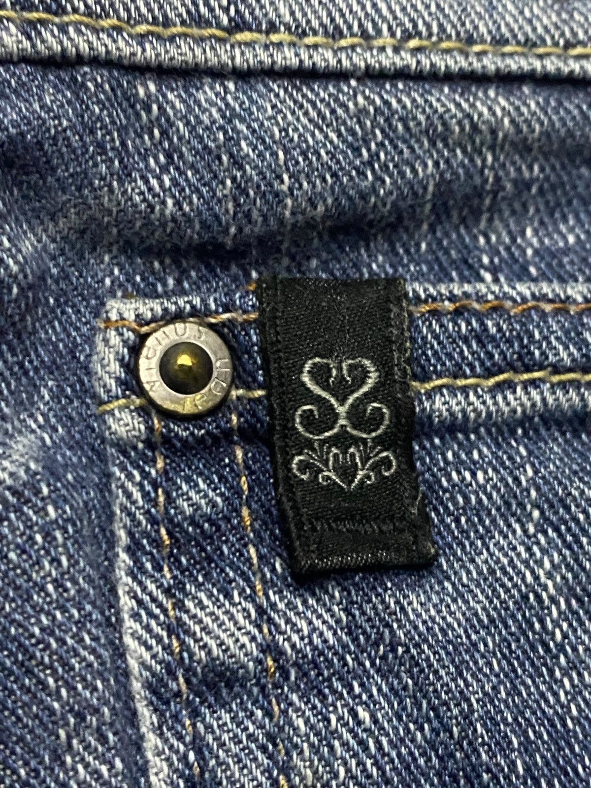 Japanese Brand Vintage Edwin Something Faded Wash Distressed Flare Jeans Size US 28 / EU 44 - 7 Thumbnail