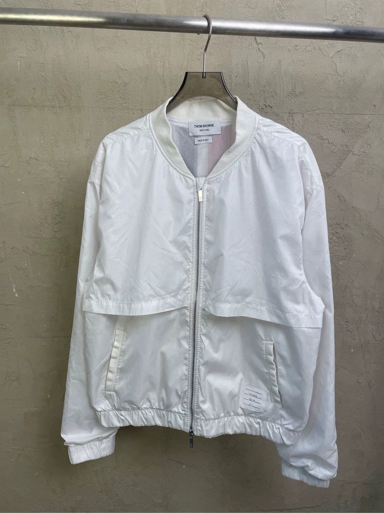 Thom Browne White Striped Nylon Jacket- dmc