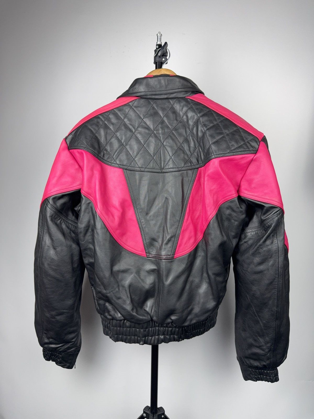 Genuine Leather Vintage 00s Leather Moto Racing Jacket Pink Black EU54 Size US L / EU 52-54 / 3 - 14 Thumbnail