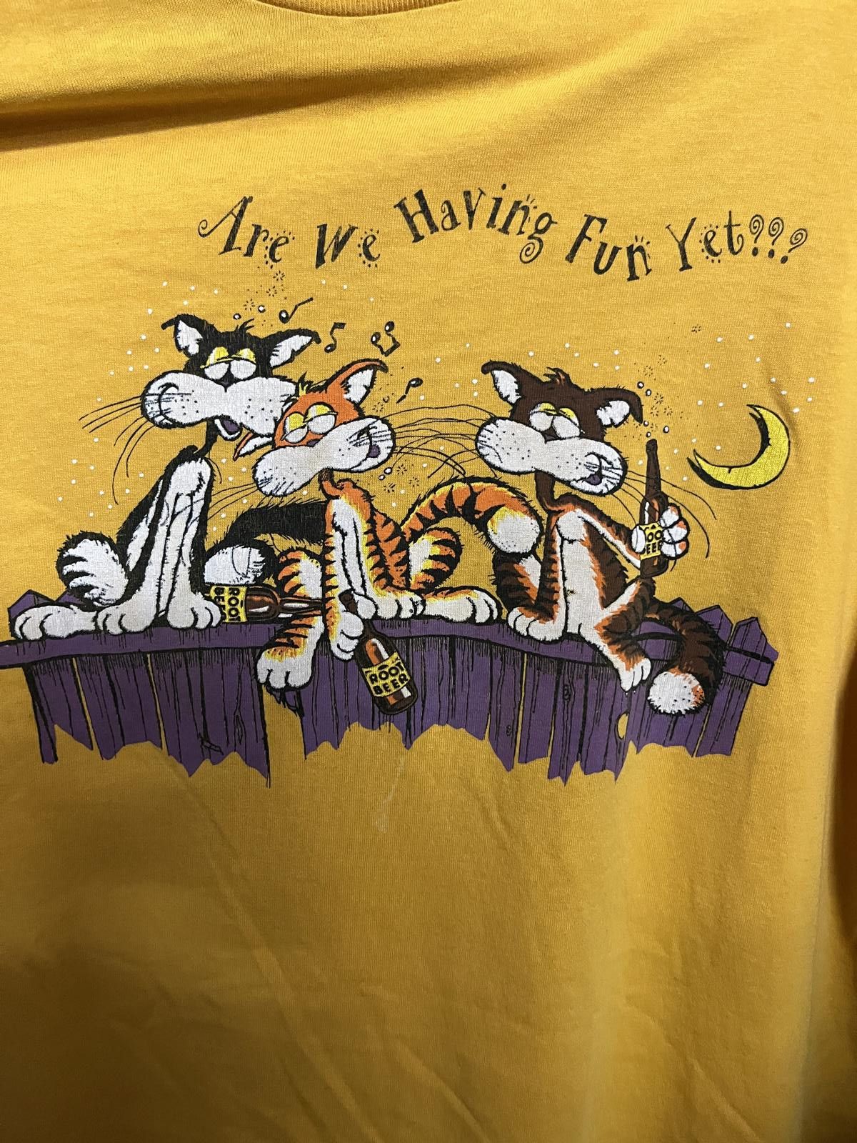Designer Vintage 80s Cat T-shirt Are We Having Fun Yet??? Boozy Cats Size US M / EU 48-50 / 2 - 4 Thumbnail