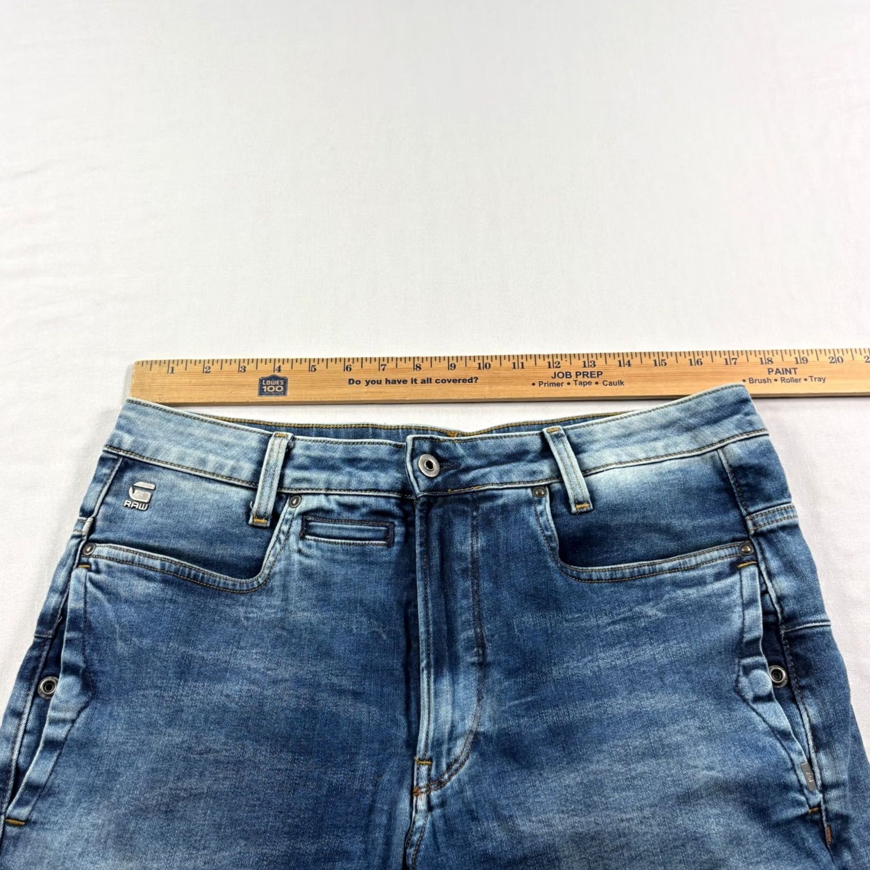 Vintage G Star Raw Jeans Slim Tapered 32x34 Blue D Staq 3D Stretch Mens Regular Denim Cotton Zip Pattern Solid Inseam 32in with Logo Size US 32 / EU 48 - 7 Thumbnail