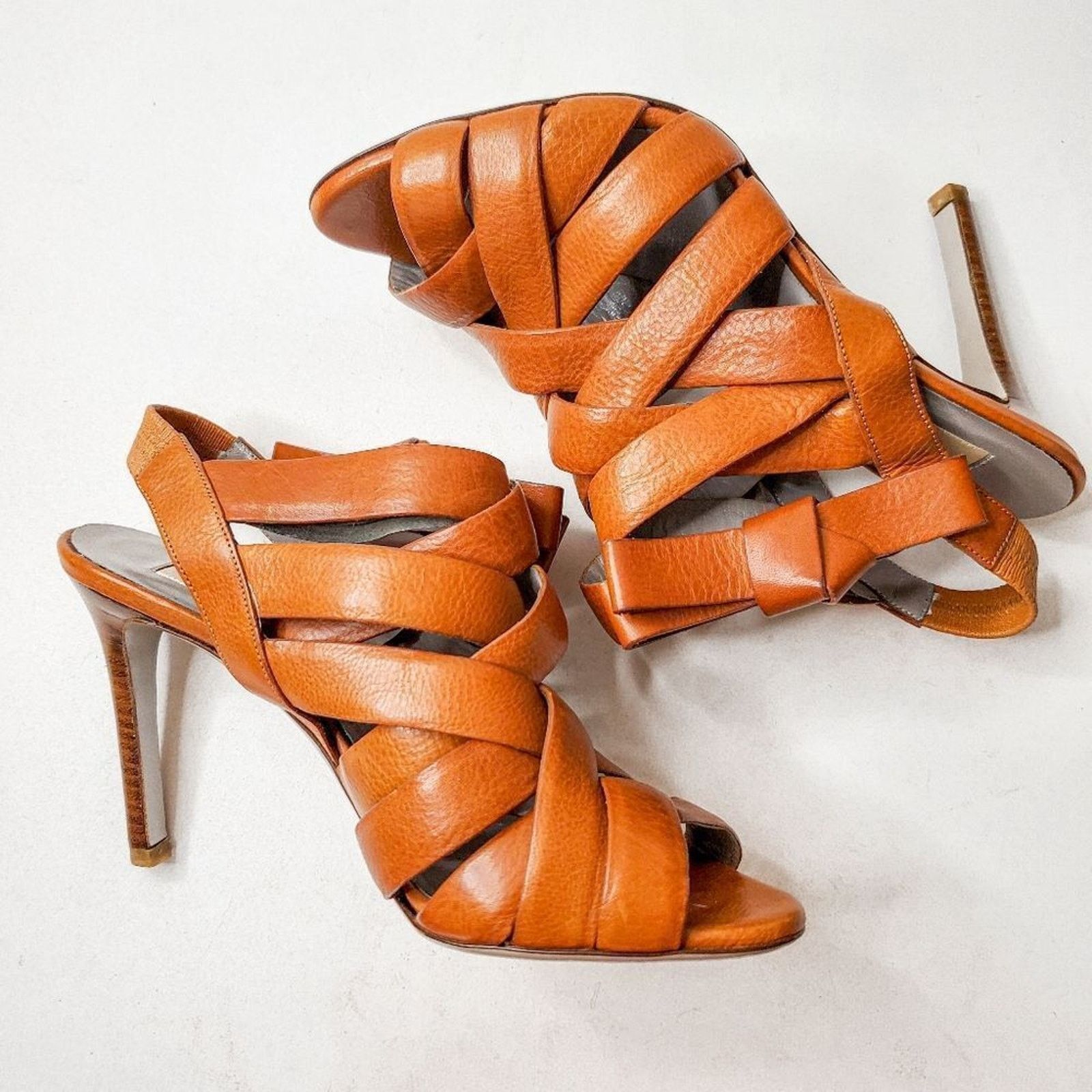 Valentino Valentino Brown Leather Peep Toe Sandals with Bows Size 36.5 Size US 6.5 / IT 36.5 - 5 Thumbnail