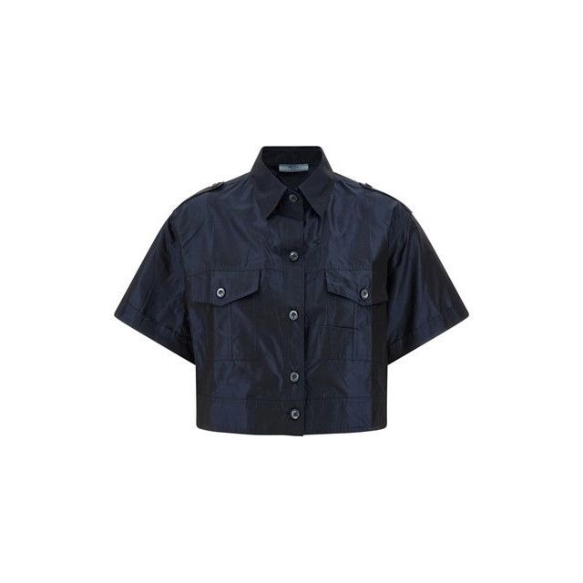 PRADA Taffeta Blue Silk Shirt New (Women's size:IT 42;)