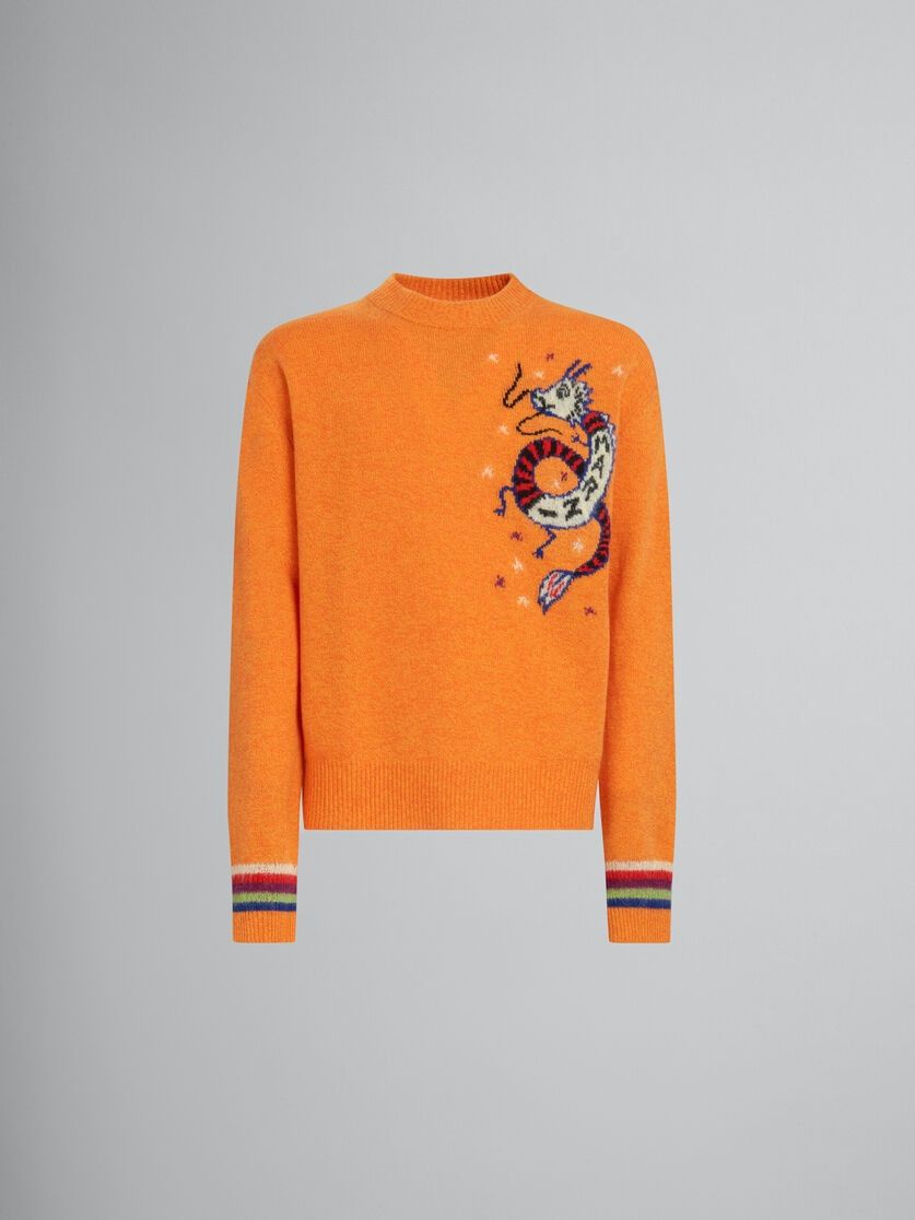o1w1db10125 Jumper With Jacquard Dragon in Orange