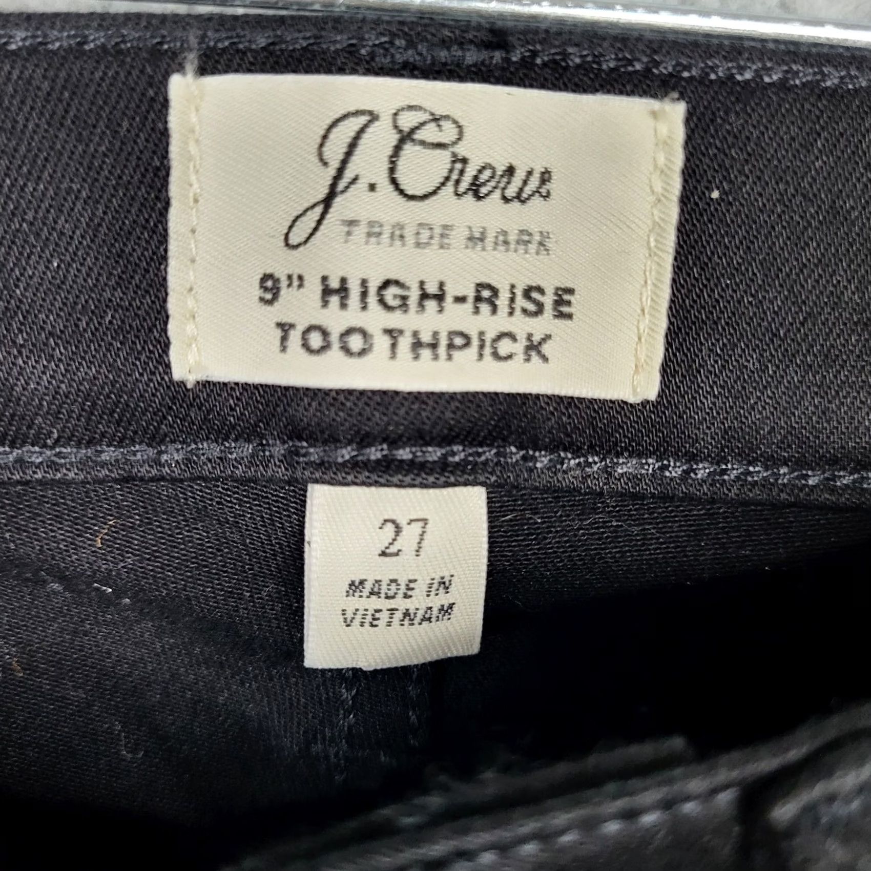 J.Crew J.Crew Jeans 9" High-Rise Toothpick Women's Size 27 Black Denim 5-Pocket Regular Fit Vintage No N/A Size 27" / US 4 / IT 40 - 3 Thumbnail