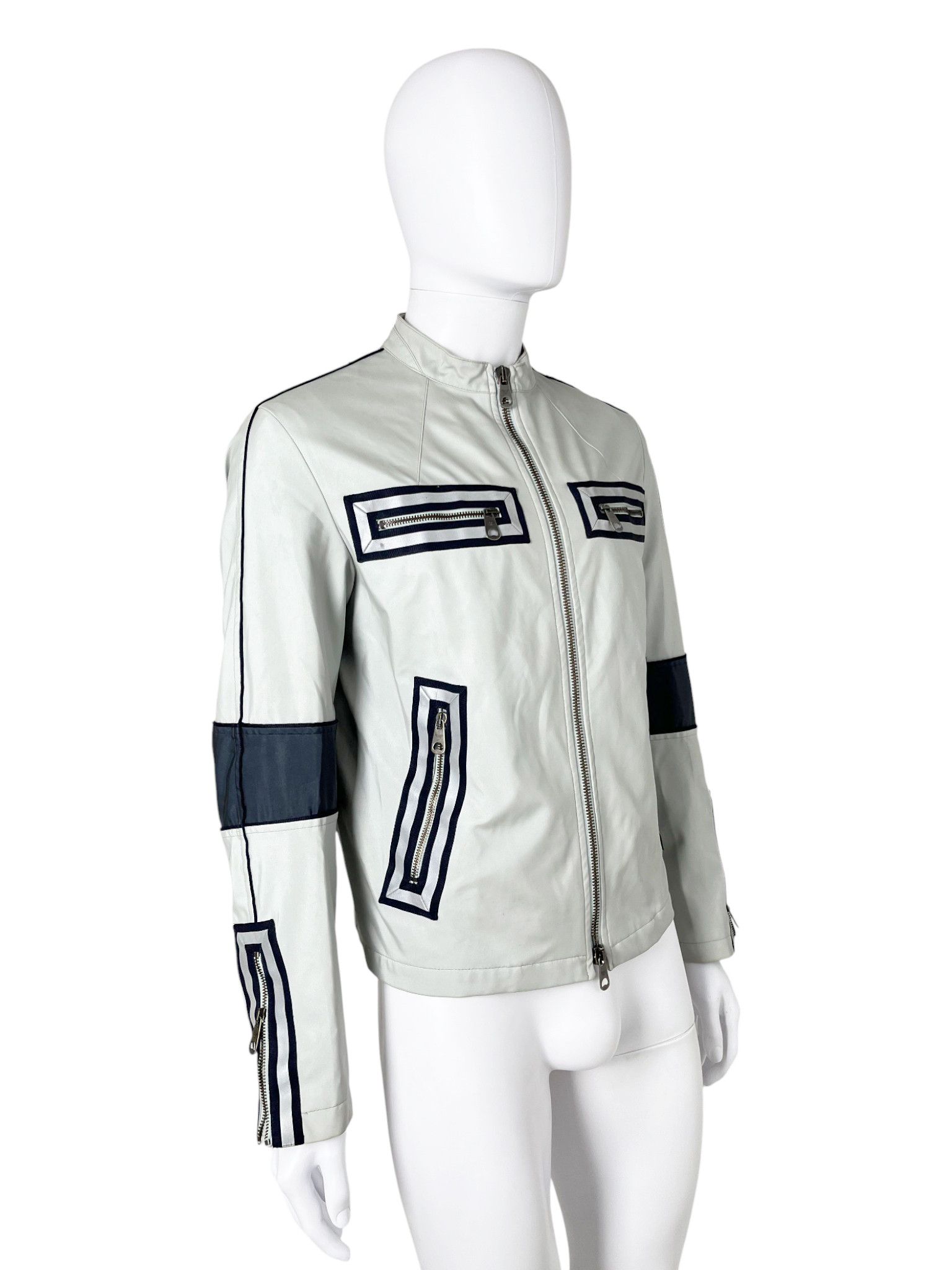 Giorgio Armani 1990's Biker Reflective Grey Jacket Size US M / EU 48-50 / 2 - 2 Thumbnail