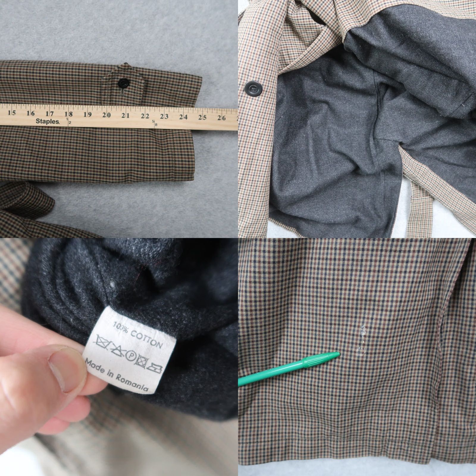 Dries Van Noten VINTAGE Dries Van Noten Brown Plaid Trench Coat Mens S Long Cotton Coat Grunge Style Size US S / EU 44-46 / 1 - 9 Thumbnail