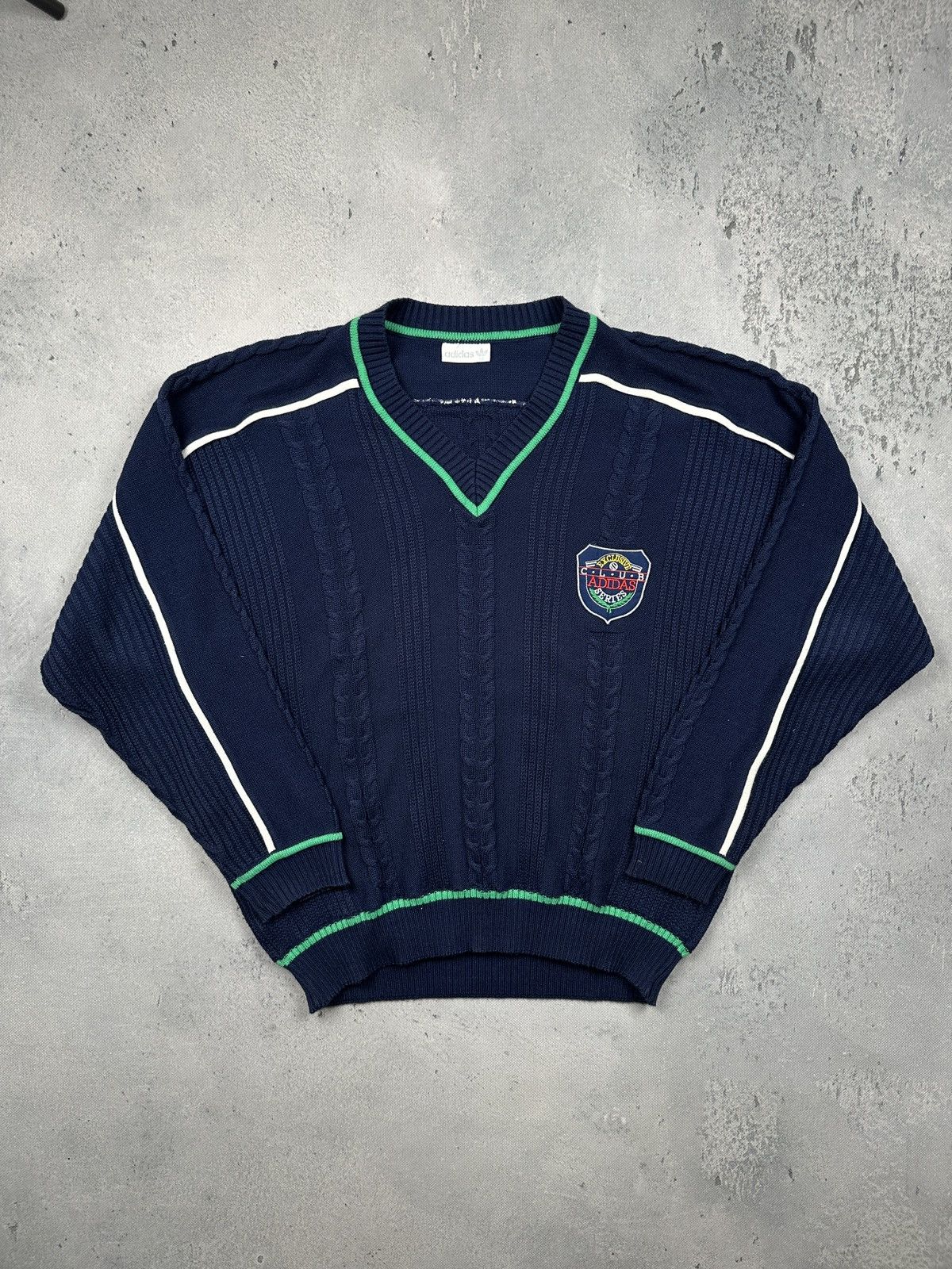 Adidas Vintage Adidas Exclusive Club Cable Knit Sweater Germany 80s Size US XL / EU 56 / 4 - 1 Thumbnail