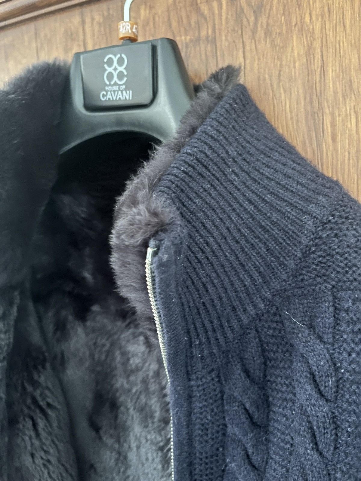 N peal fur cableknit cardigan navy size small/medium