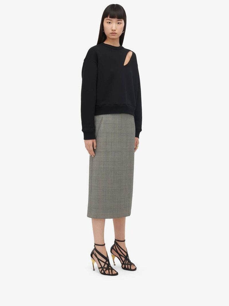 Alexander McQueen o1srvl11e0326 Prince Of Wales Pencil Skirt in Grey Size 26" / US 2 / IT 38 - 3 Thumbnail