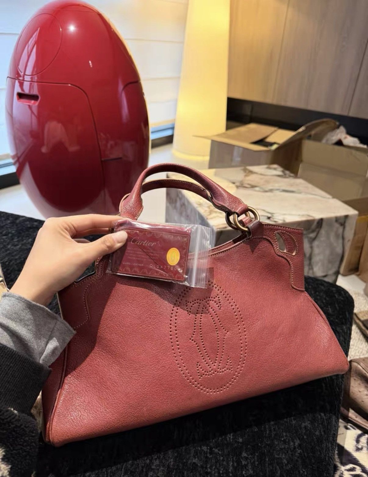 Cartier Cartier Vintage Bordeaux Red Boston Handbag J36 Size ONE SIZE - 1 Thumbnail