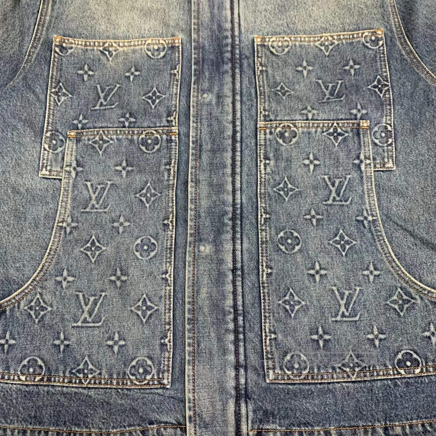Louis Vuitton Blue Denim Jacket with Embroidered Pocket Patterns. Size US L / EU 52-54 / 3 - 7 Thumbnail