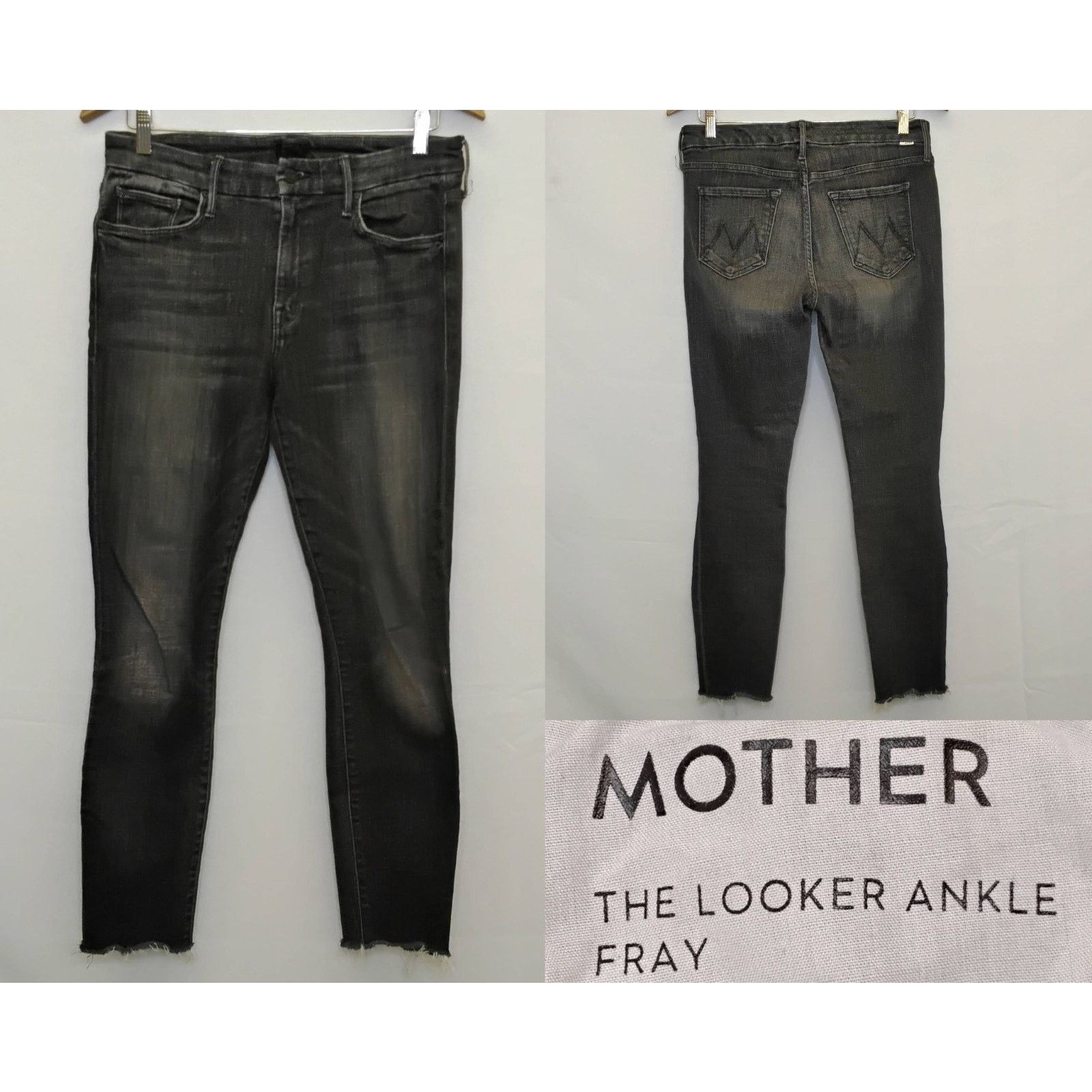 MOTHER Mother The Looker Ankle Fray Jeans Women's 29x27 Black Size 29" - 1 Thumbnail
